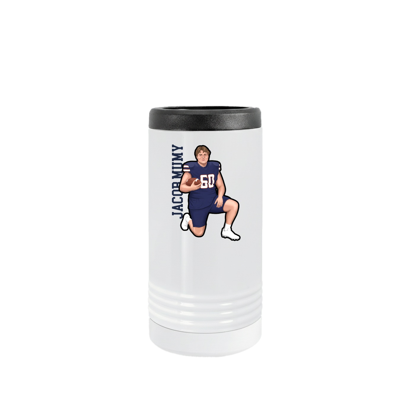 Slim Beverage Holder — Name Vertical in White