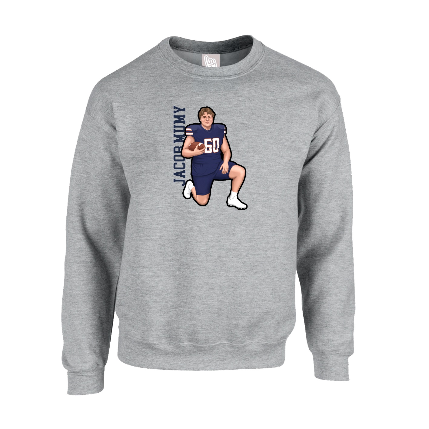 Fleece Crew — Name Vertical in Grey