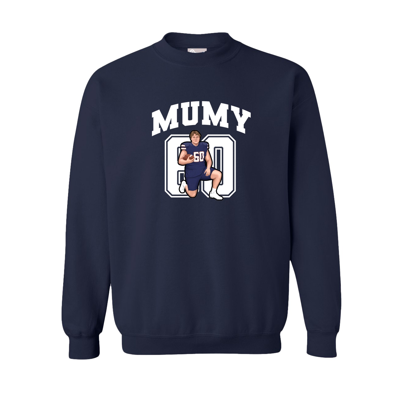 Fleece Crew — Number in Navy
