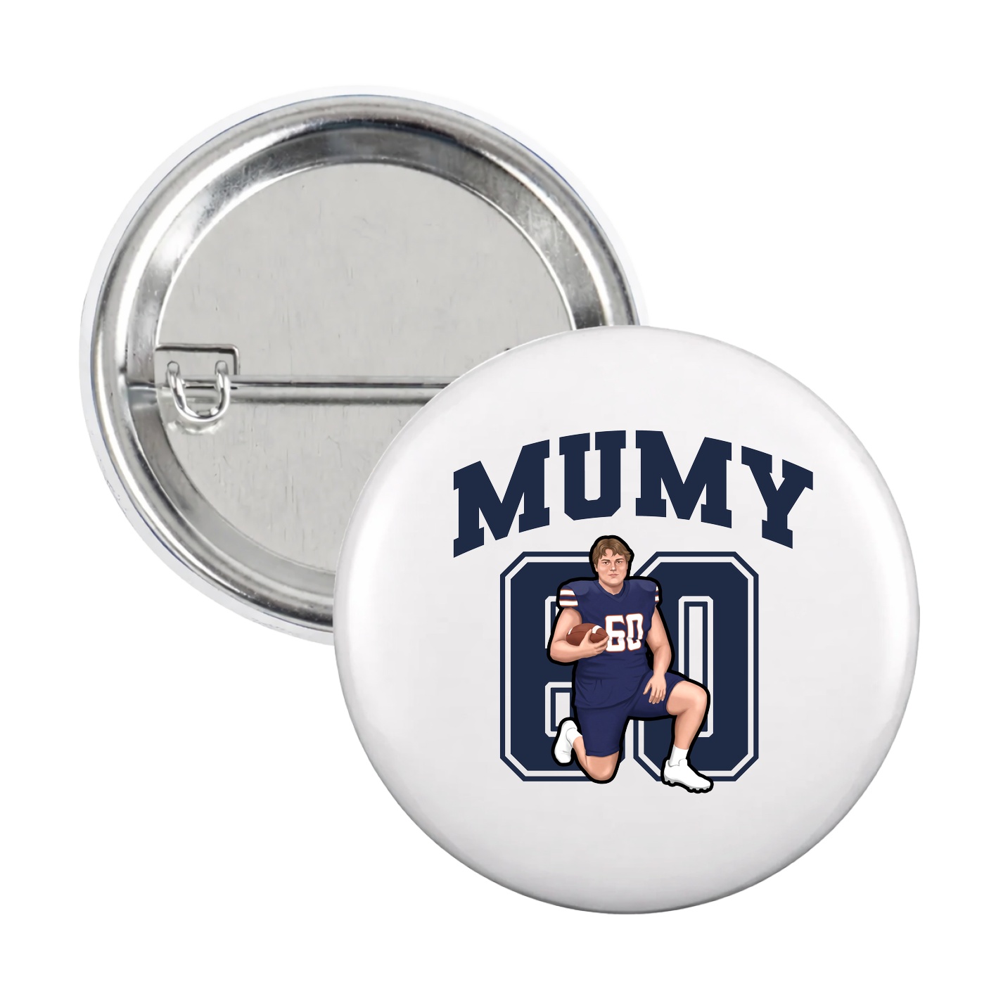 Game Day Button — Number in White