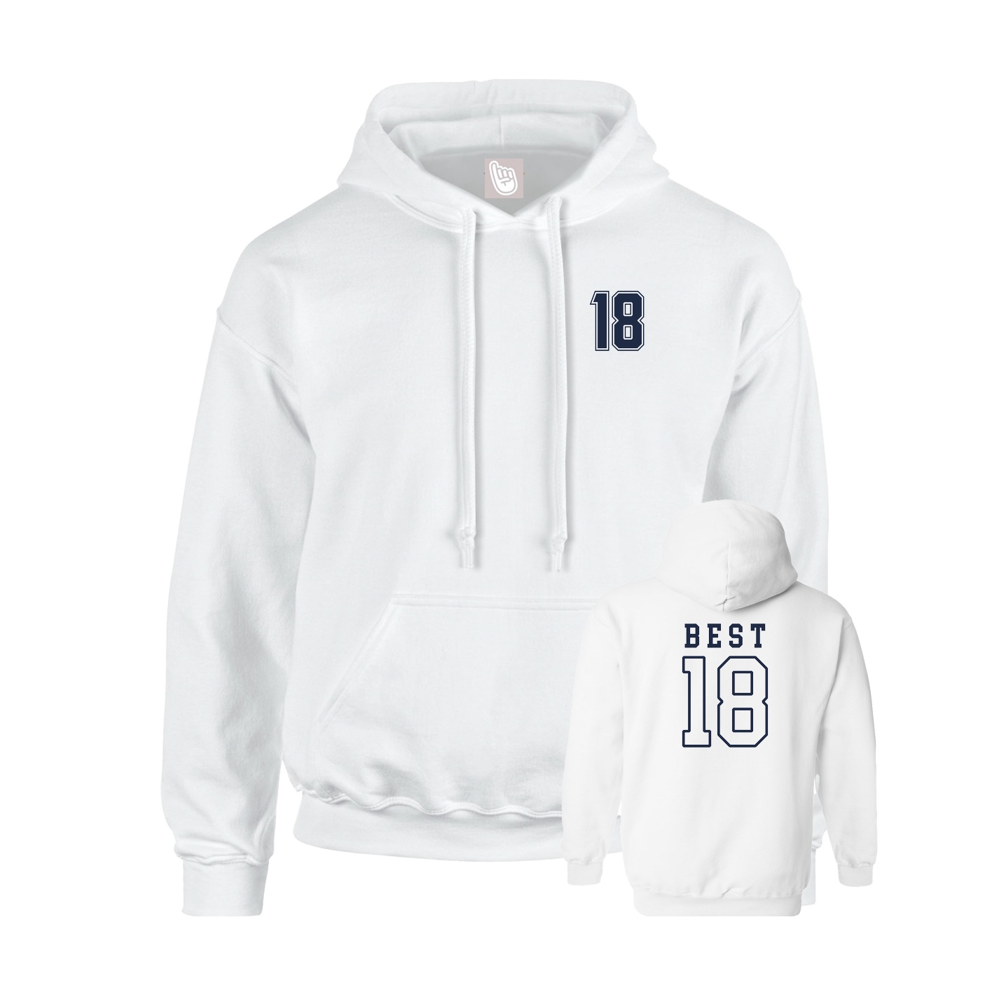 Youth Hoodie — Chest Back in White