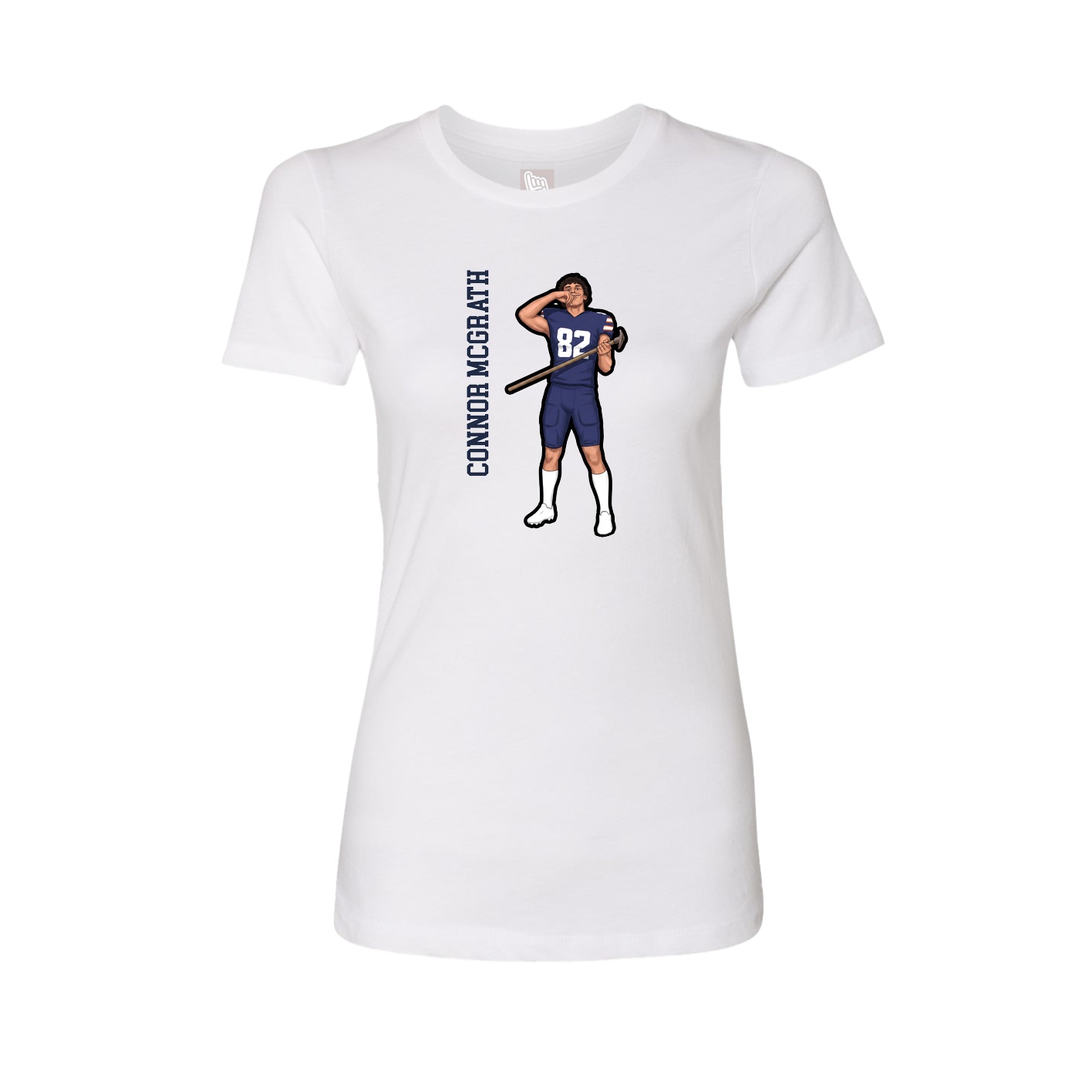 Fitted Women's Tee — Name Vertical in White