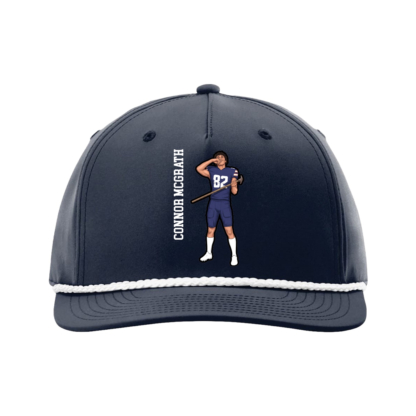 Five-Panel Classic Rope Cap — Name Vertical in Navy
