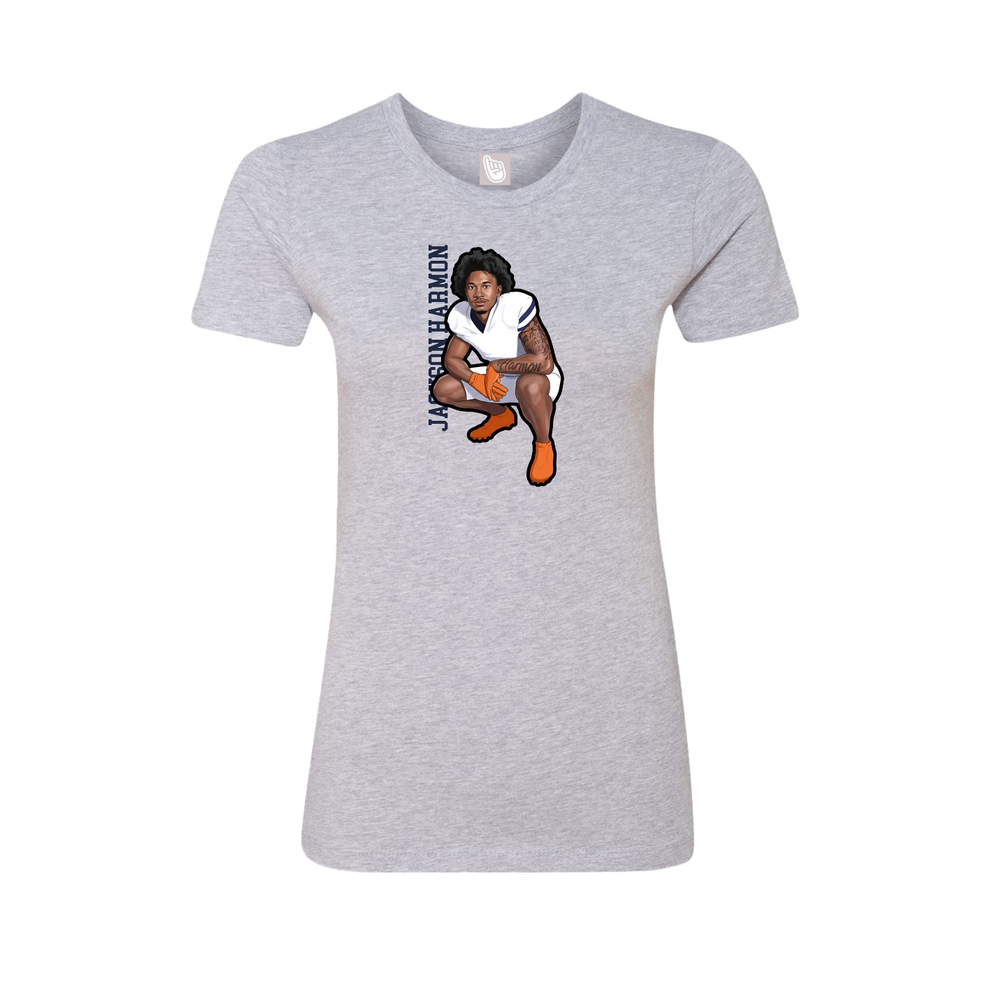 Fitted Women's Tee — Name Vertical in Grey