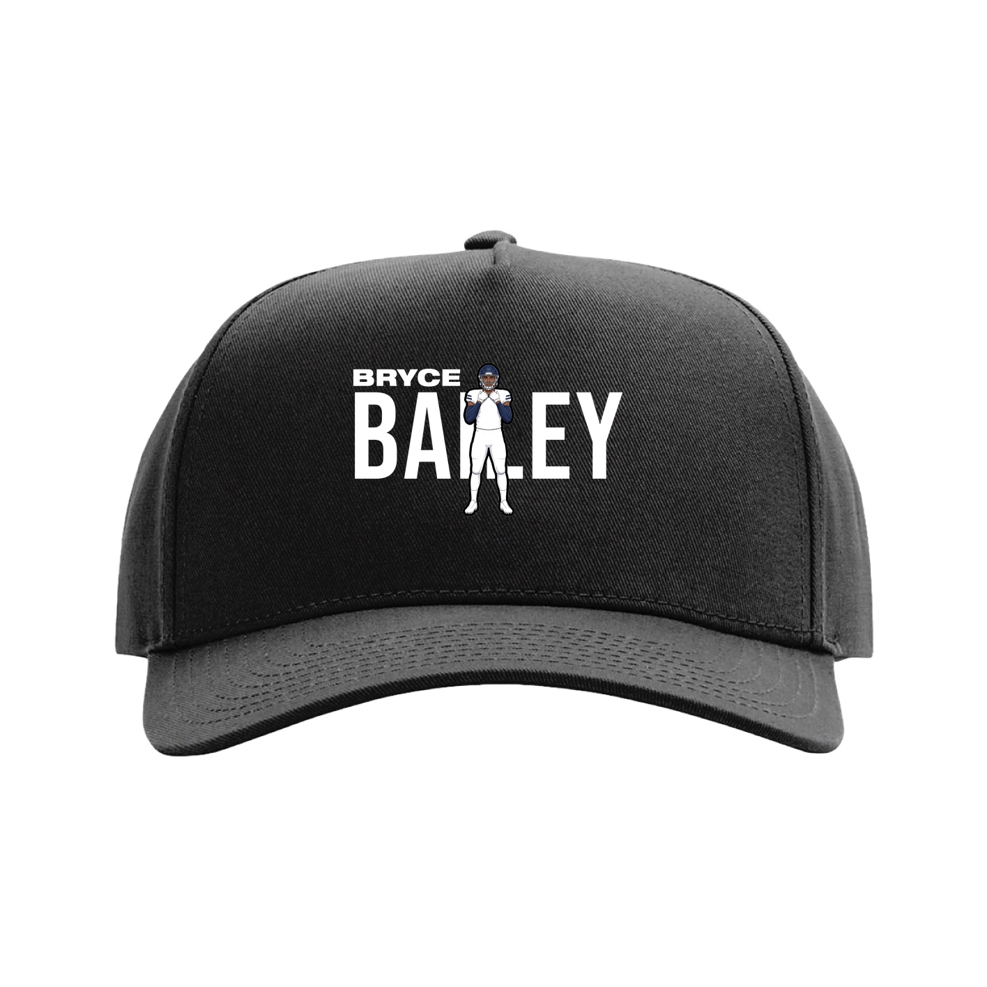 Full Fabric Five-Panel Champ Cap — Player Name in Black