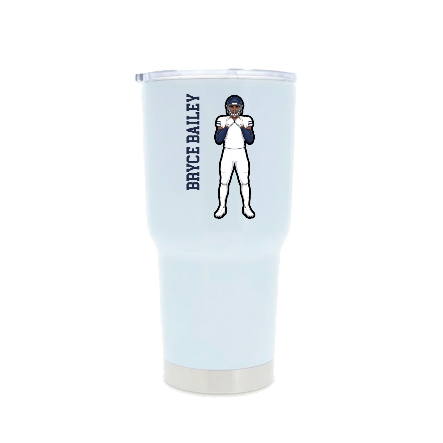 30oz Stainless Steel Tumbler — Name Vertical in White