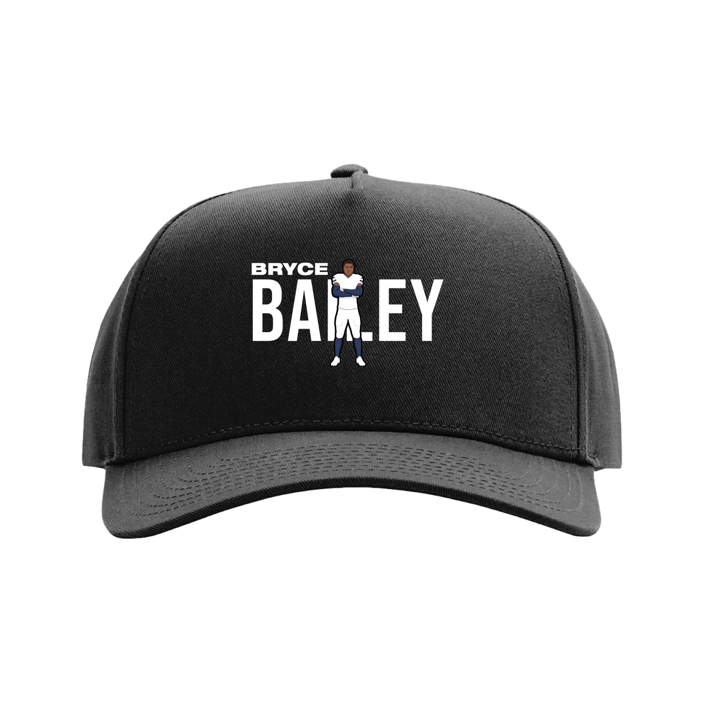 Full Fabric Five-Panel Champ Cap — Player Name in Black