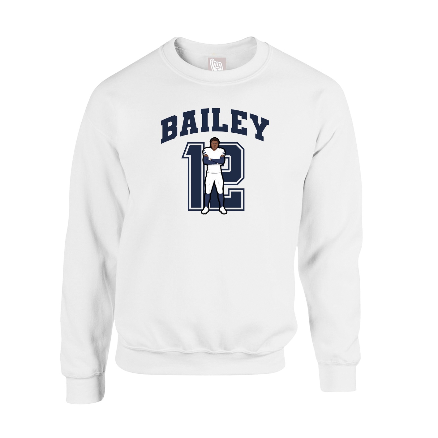 Fleece Crew — Number in White