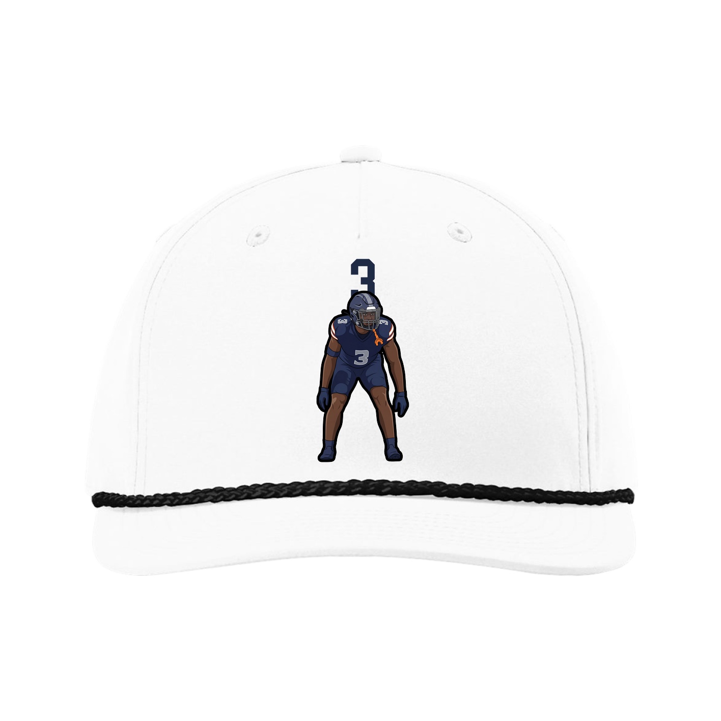 Five-Panel Classic Rope Cap — Number Top in White