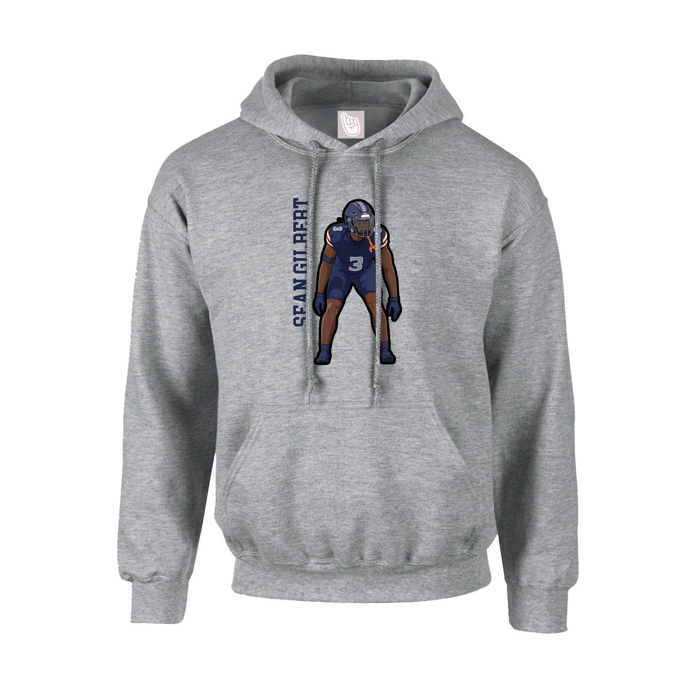 Hoodie — Name Vertical in Grey