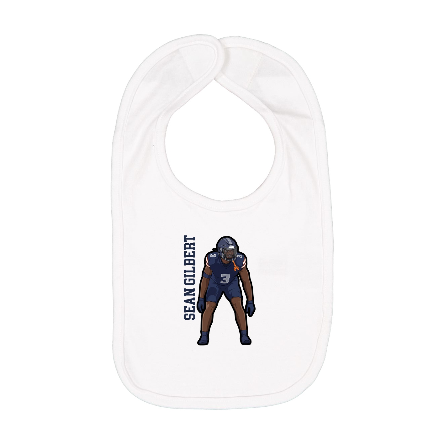 Infant Bib — Name Vertical in White