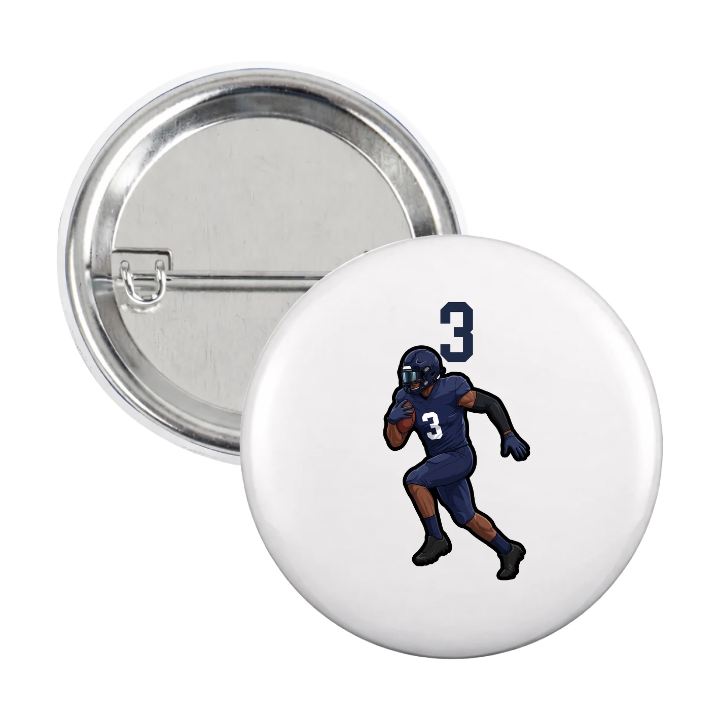 Game Day Button — Number Top in White