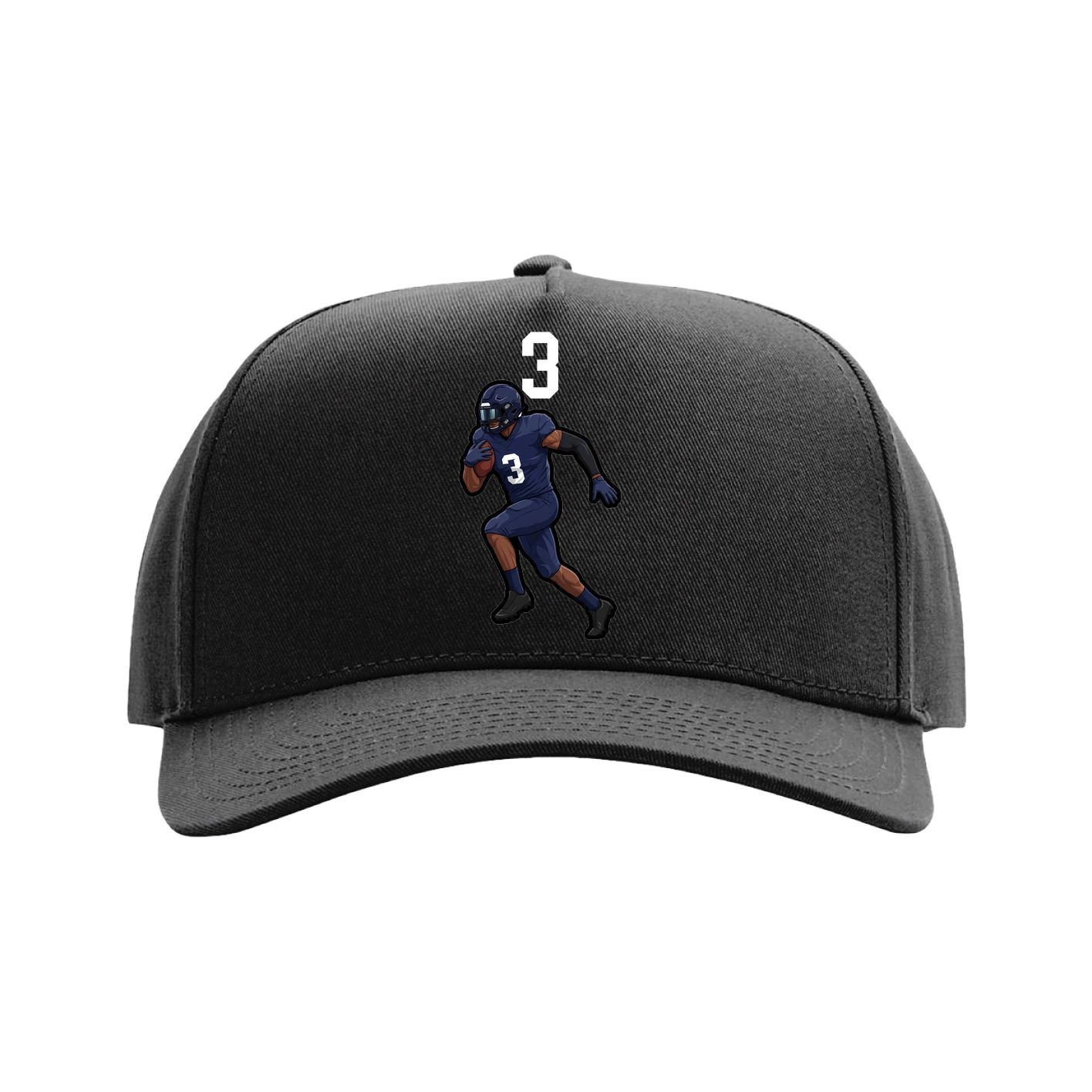 Full Fabric Five-Panel Champ Cap — Number Top in Black