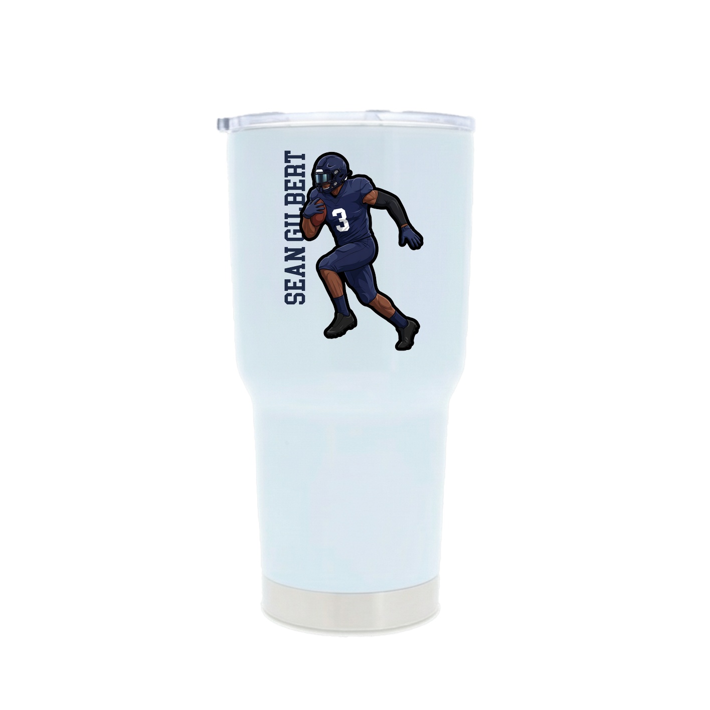 30oz Stainless Steel Tumbler — Name Vertical in White
