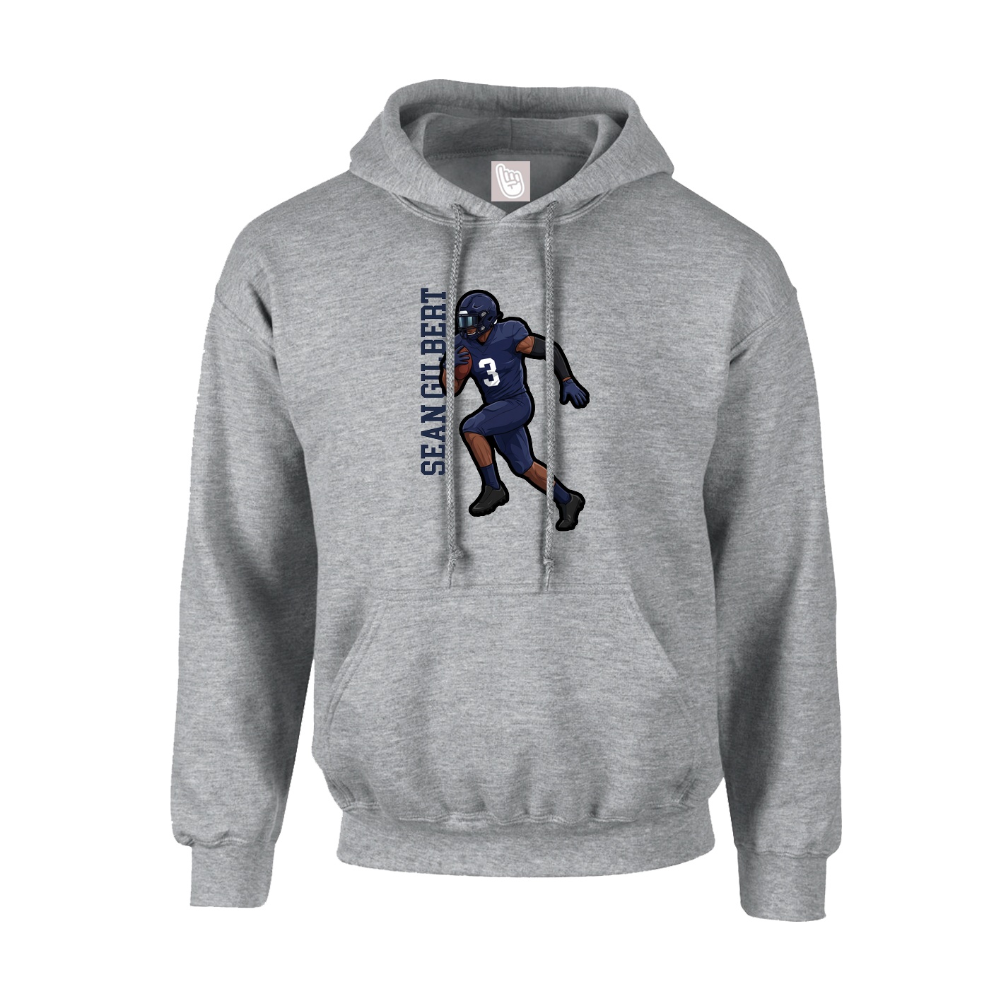 Hoodie — Name Vertical in Grey