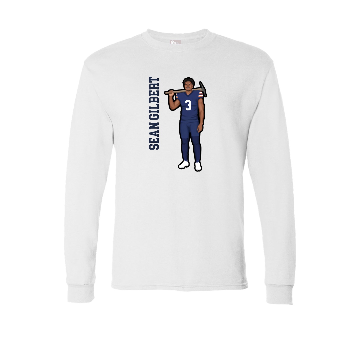 Long Sleeve Tee — Name Vertical in White