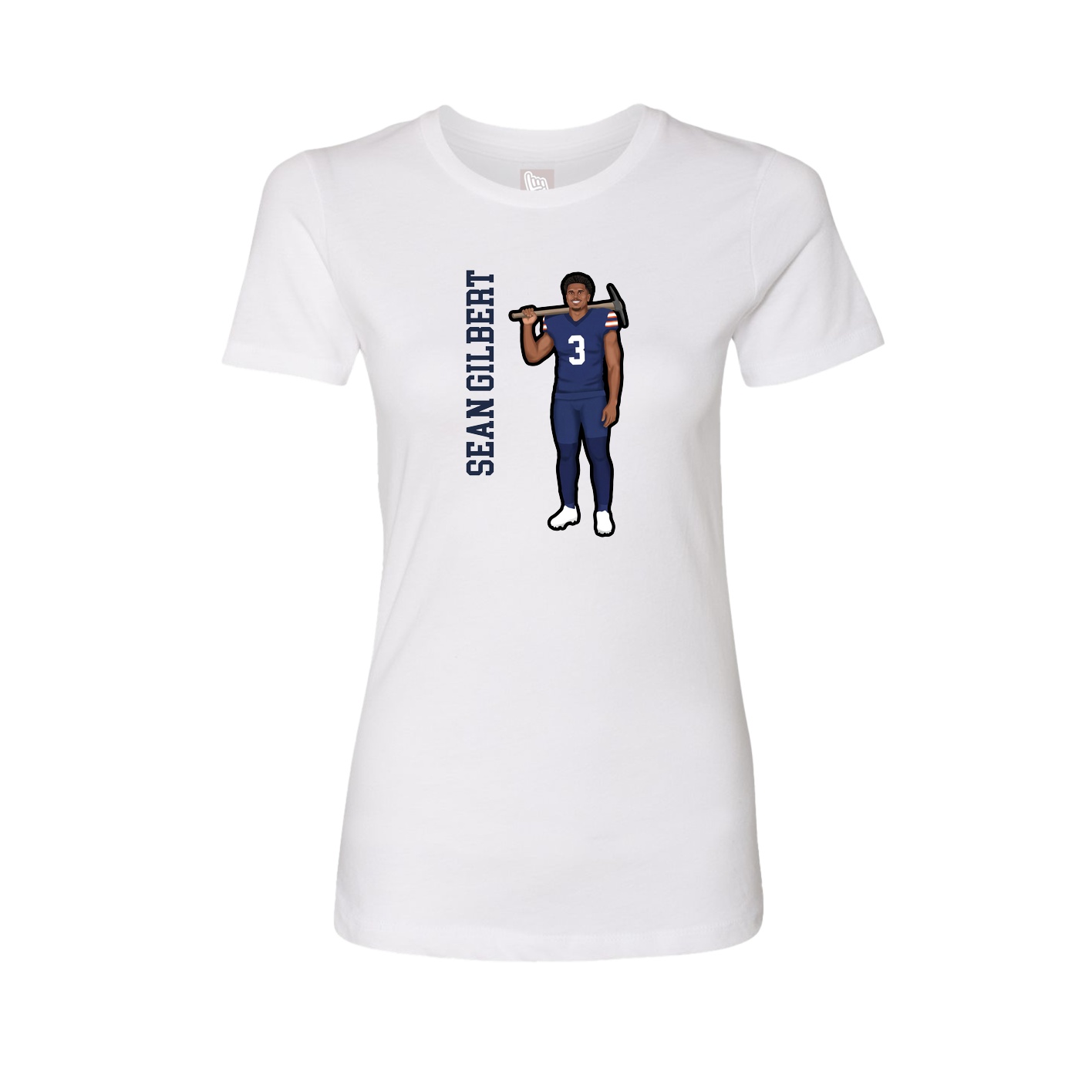 Fitted Women's Tee — Name Vertical in White