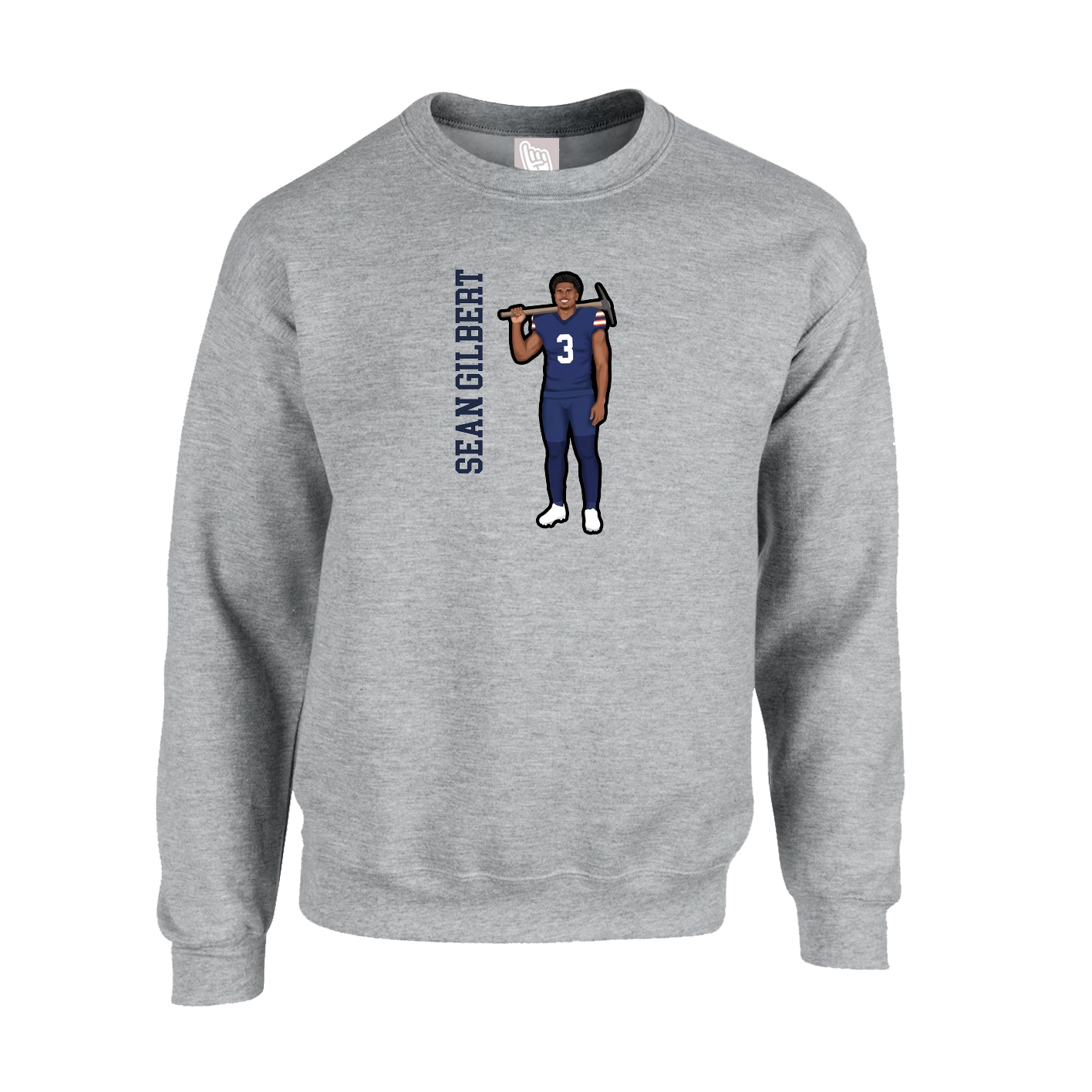 Fleece Crew — Name Vertical in Grey