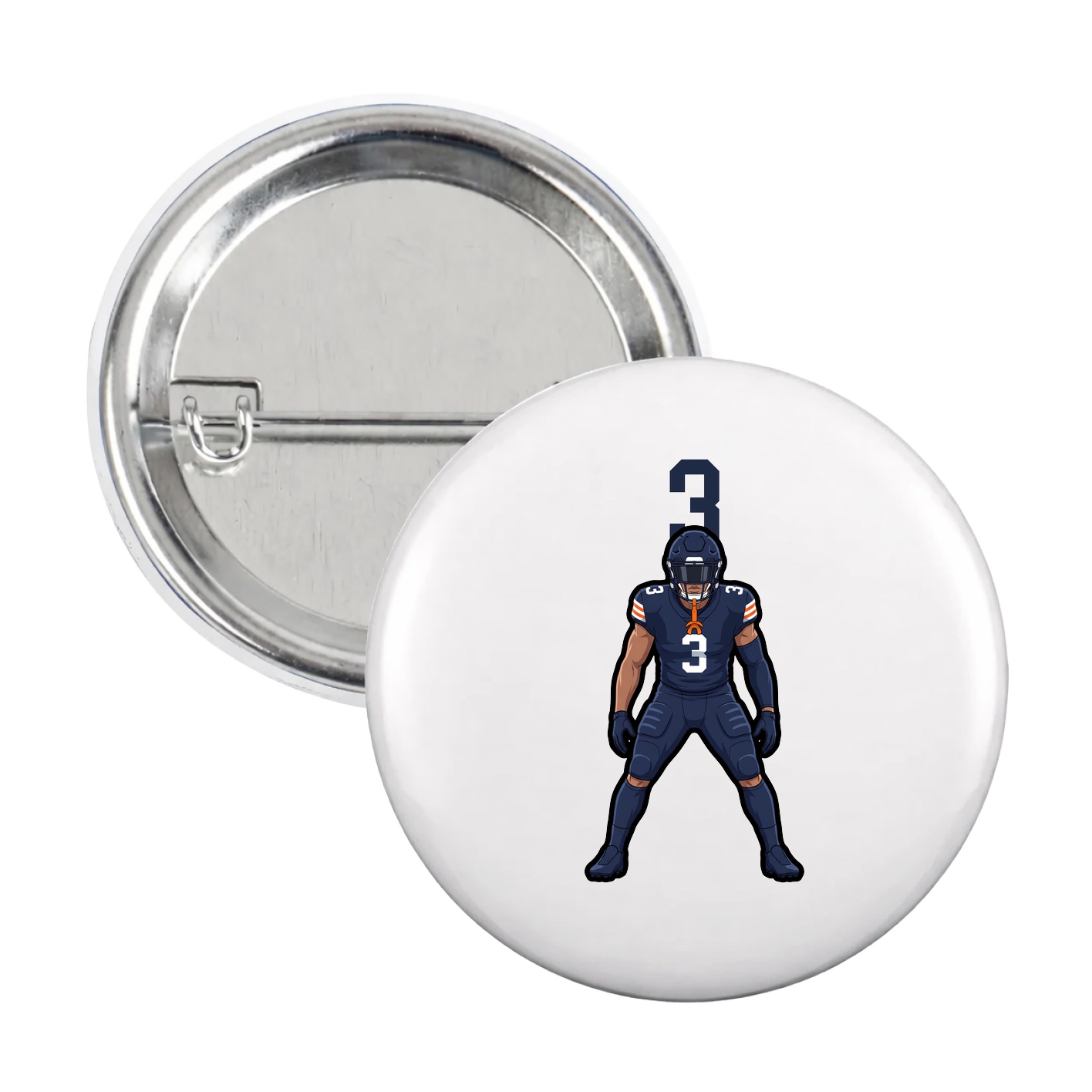 Game Day Button — Number Top in White