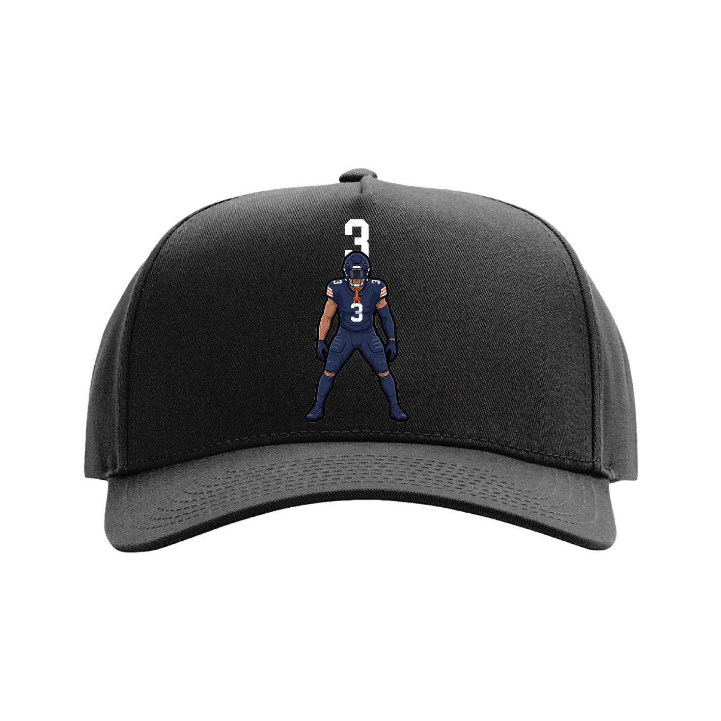 Full Fabric Five-Panel Champ Cap — Number Top in Black
