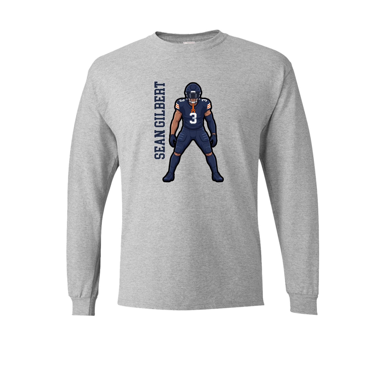 Long Sleeve Tee — Name Vertical in Grey