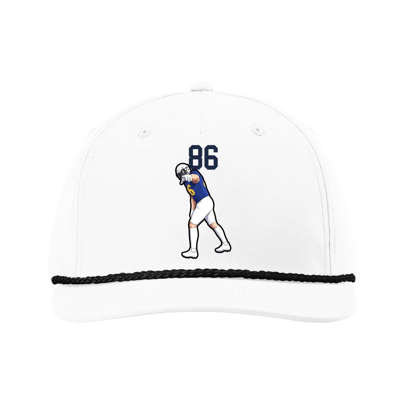 Five-Panel Classic Rope Cap — Number Top in White