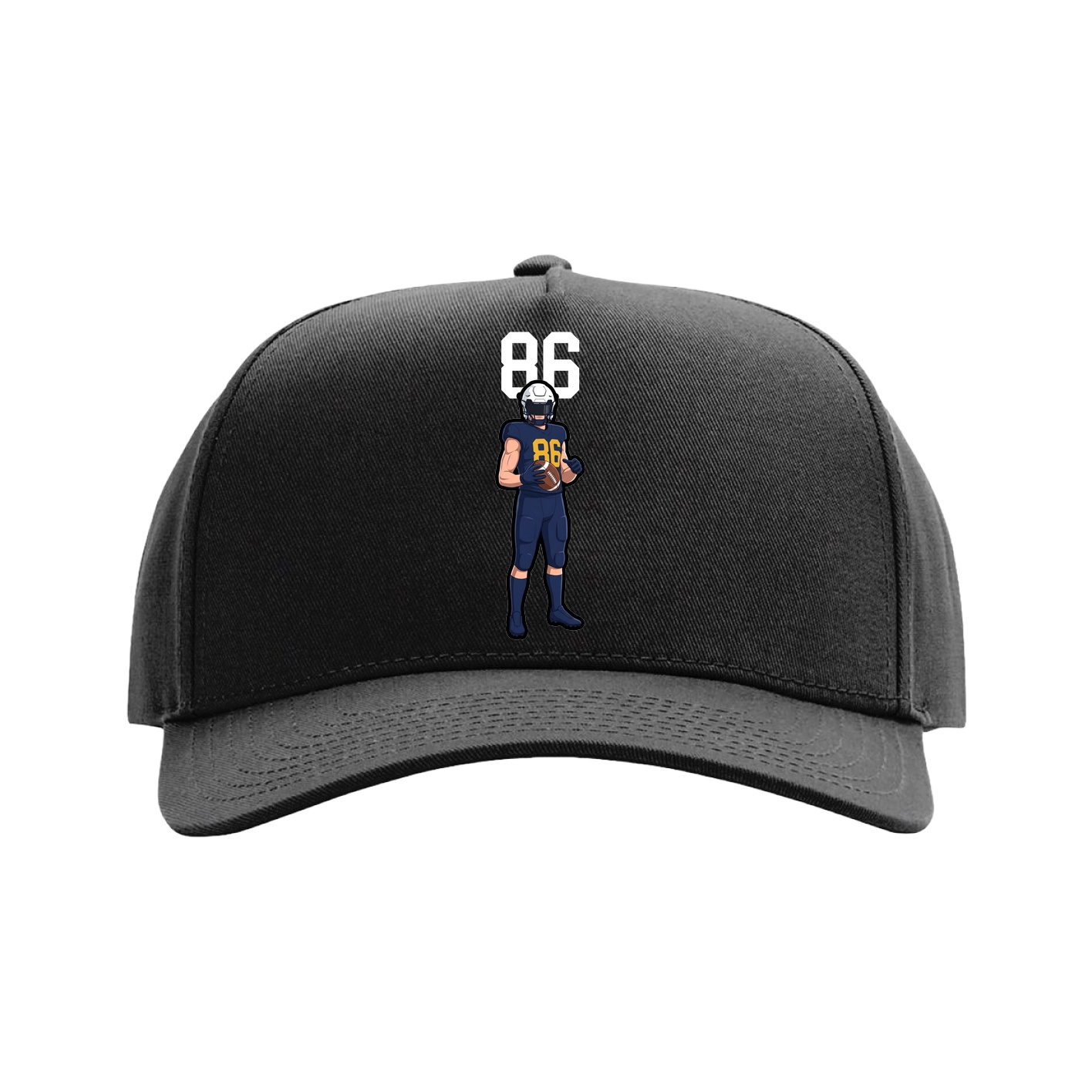 Full Fabric Five-Panel Champ Cap — Number Top in Black