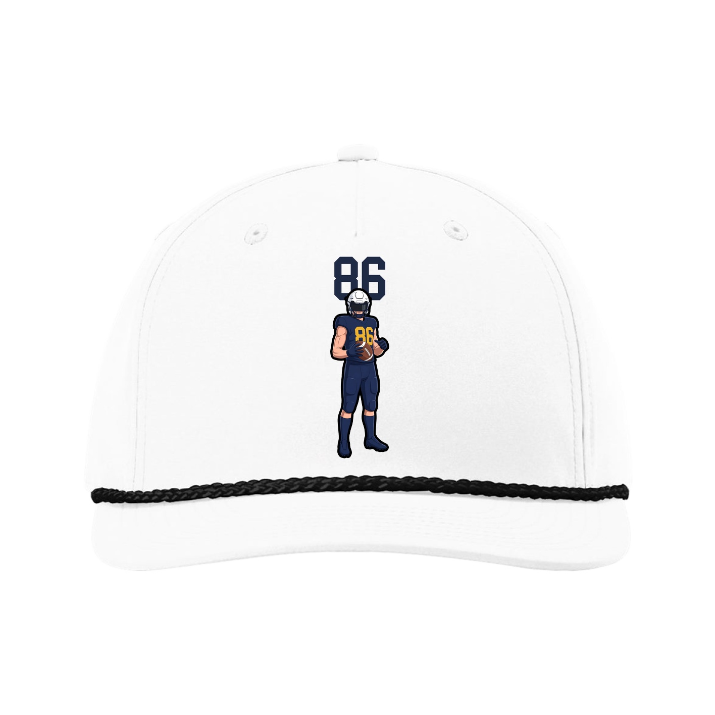 Five-Panel Classic Rope Cap — Number Top in White