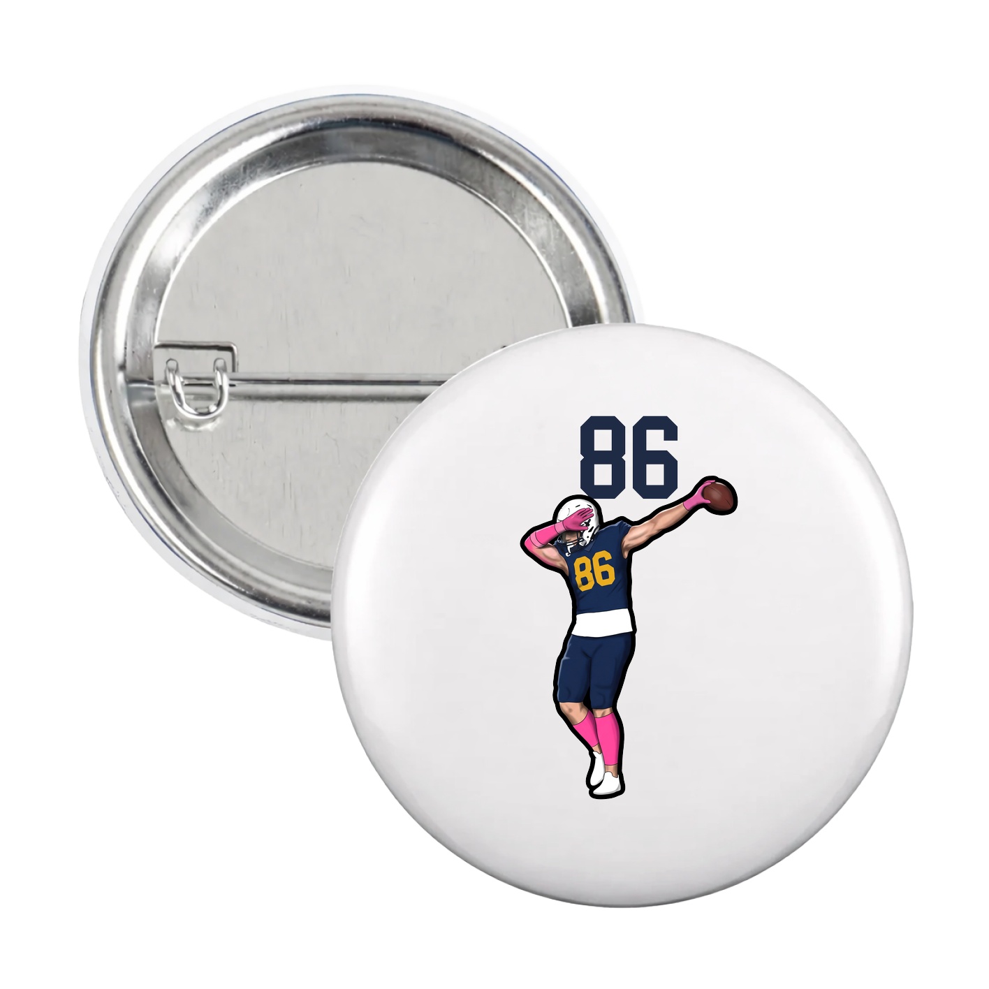 Game Day Button — Number Top in White