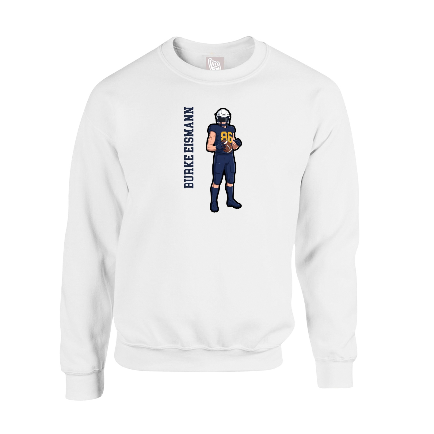 Fleece Crew — Name Vertical in White