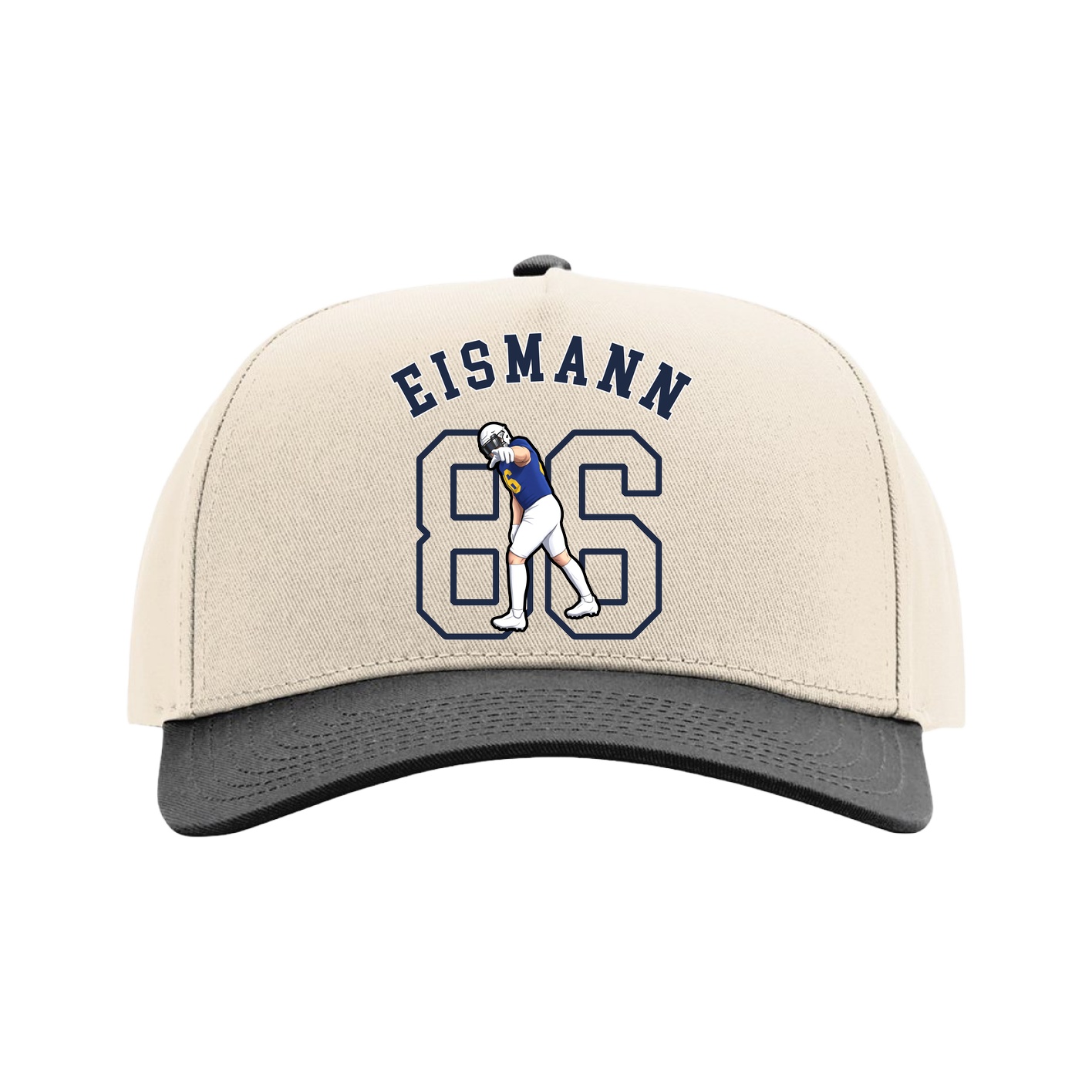 Full Fabric Five-Panel Champ Cap — Shirsey Arch in Cream/Black