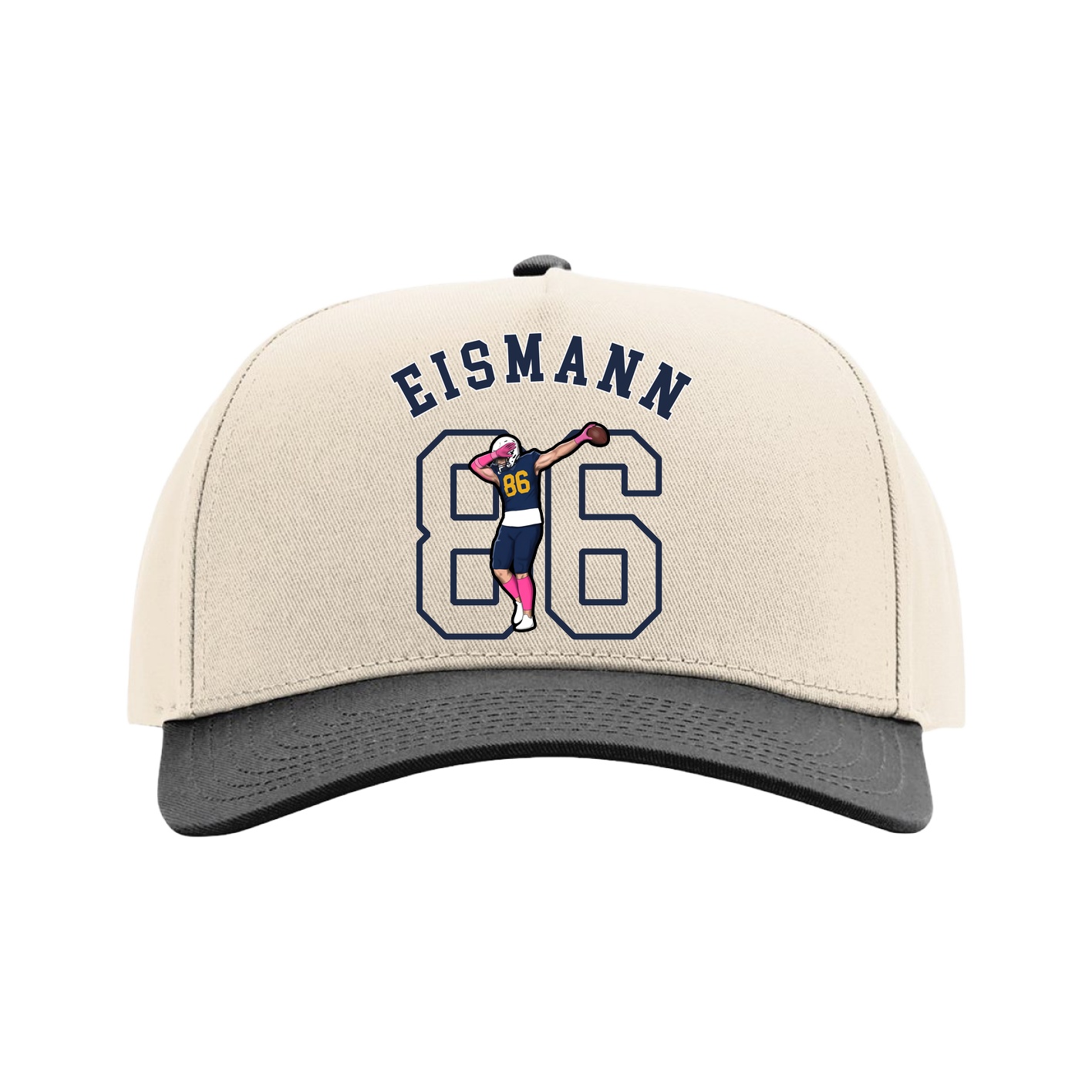 Full Fabric Five-Panel Champ Cap — Shirsey Arch in Cream/Black