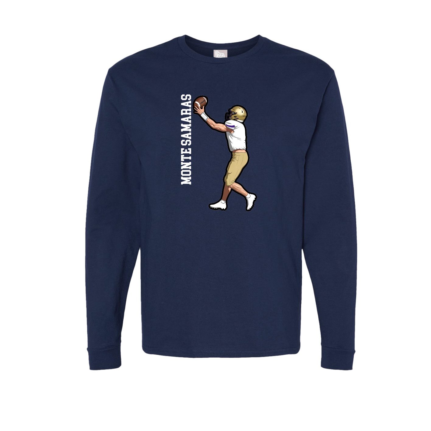 Long Sleeve Tee — Name Vertical in Navy