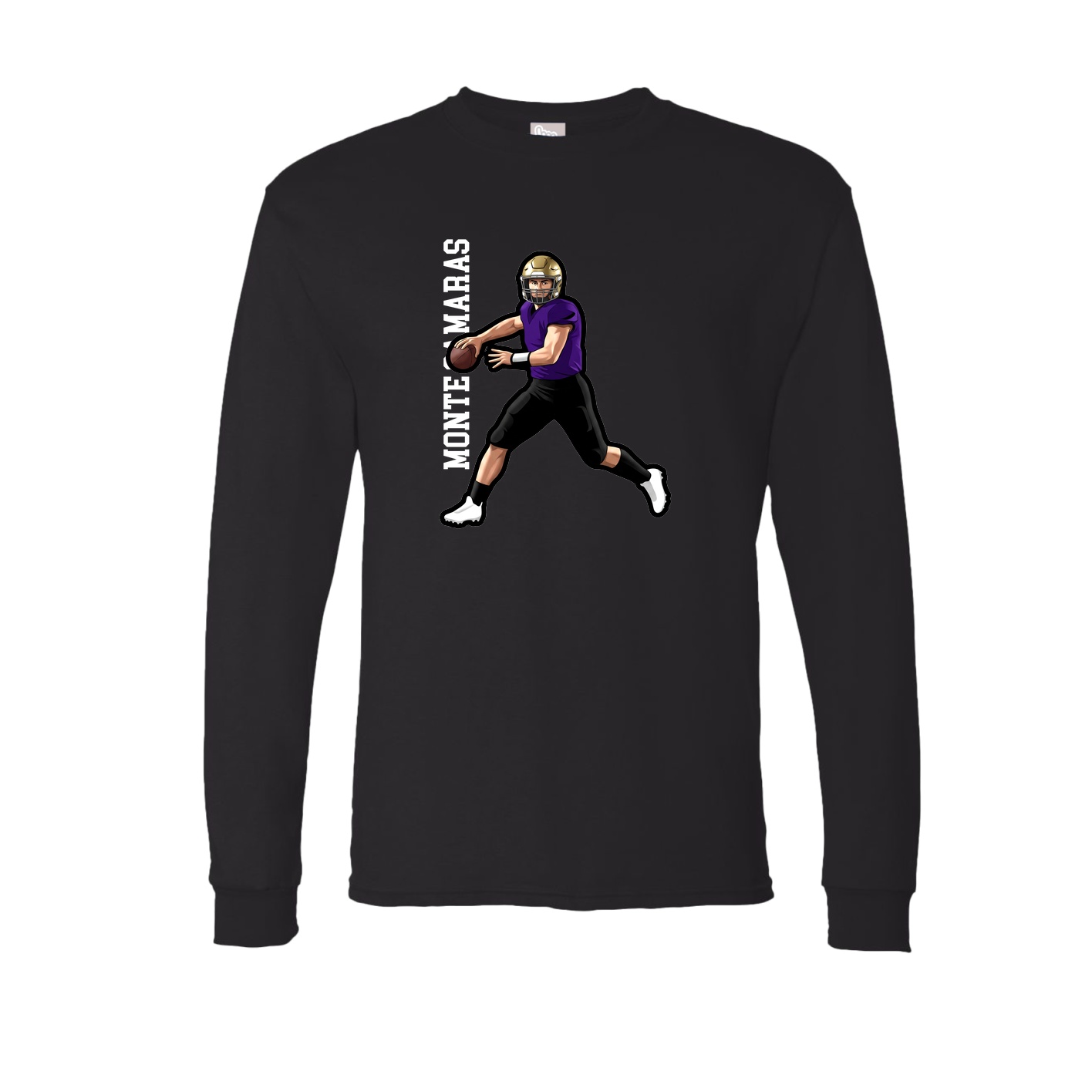 Long Sleeve Tee — Name Vertical in Black