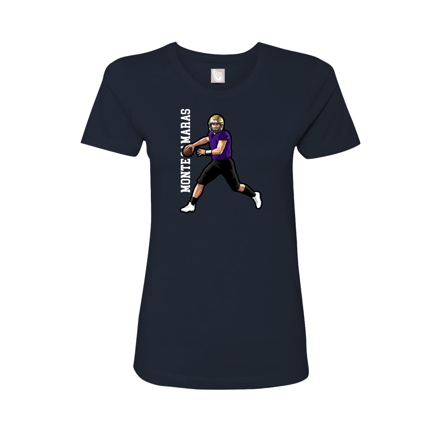 Womens Tee — Name Vertical in Navy