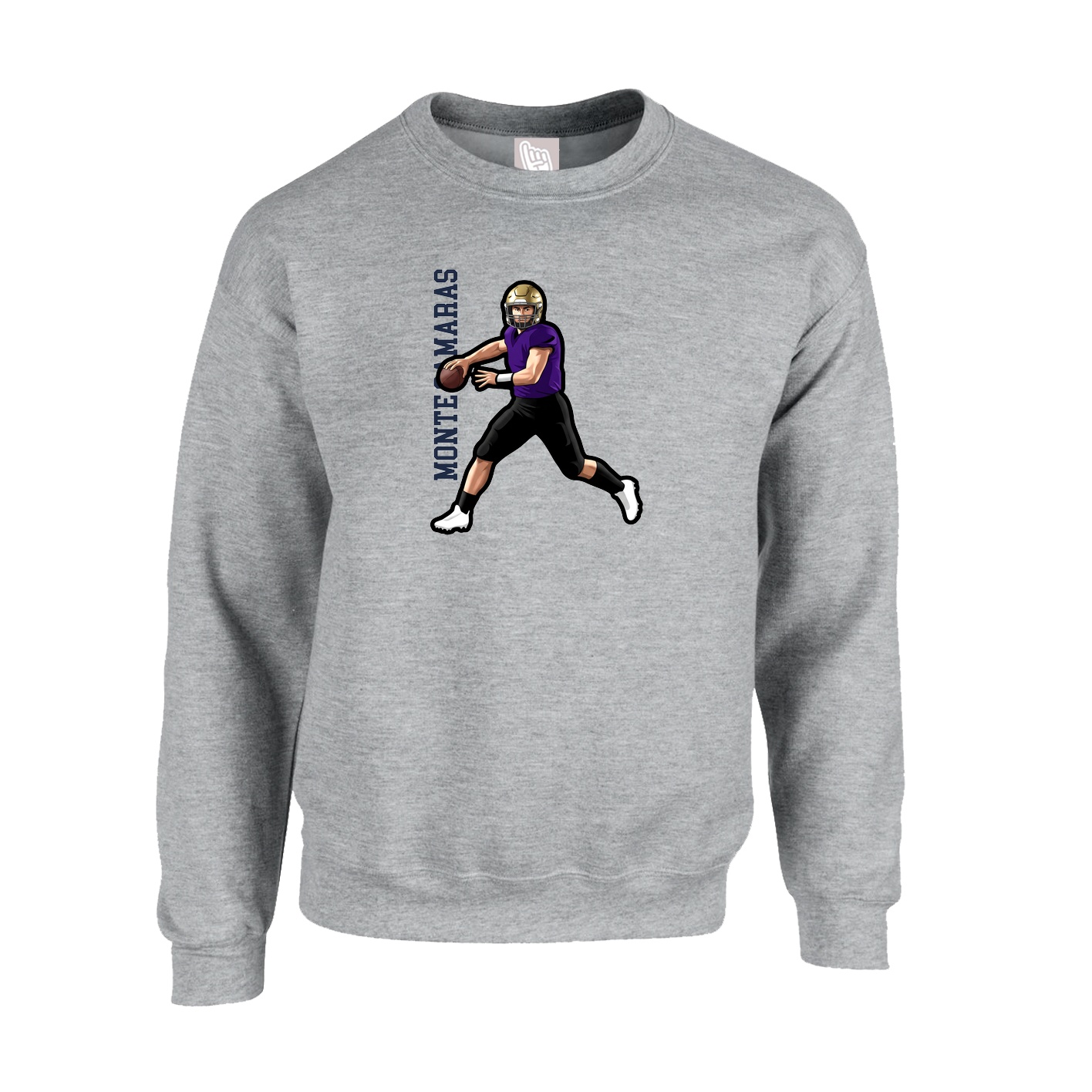 Fleece Crew — Name Vertical in Grey