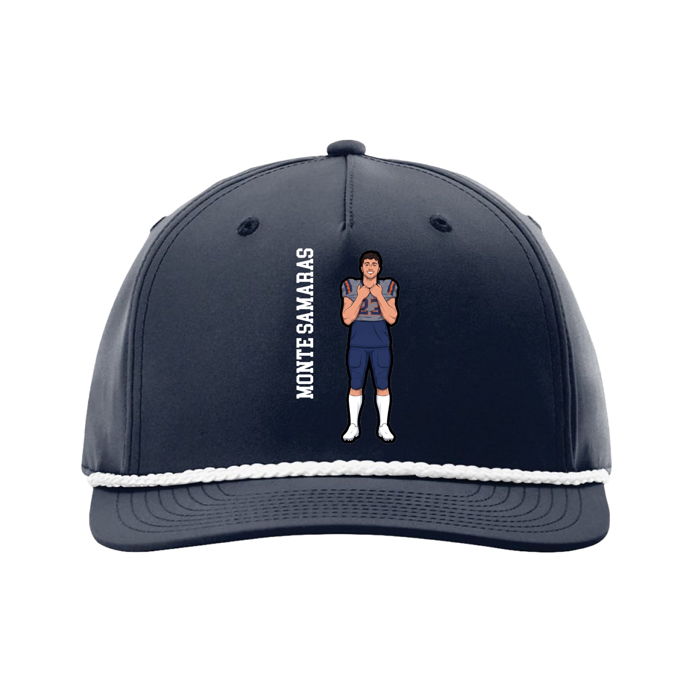 Five-Panel Classic Rope Cap — Name Vertical in Navy
