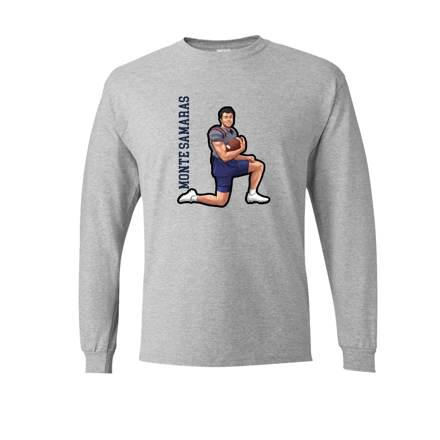 Long Sleeve Tee — Name Vertical in Grey