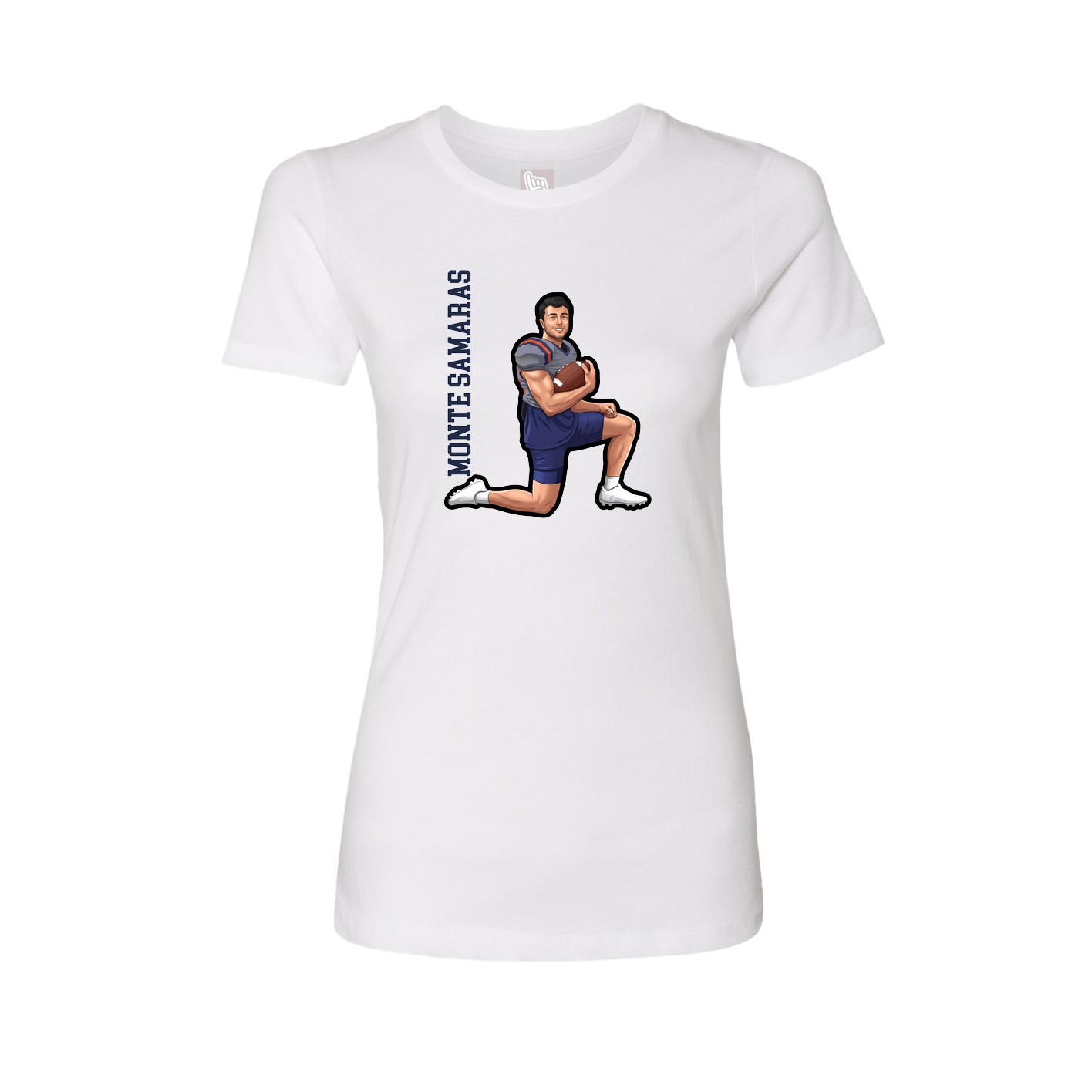 Womens Tee — Name Vertical in White