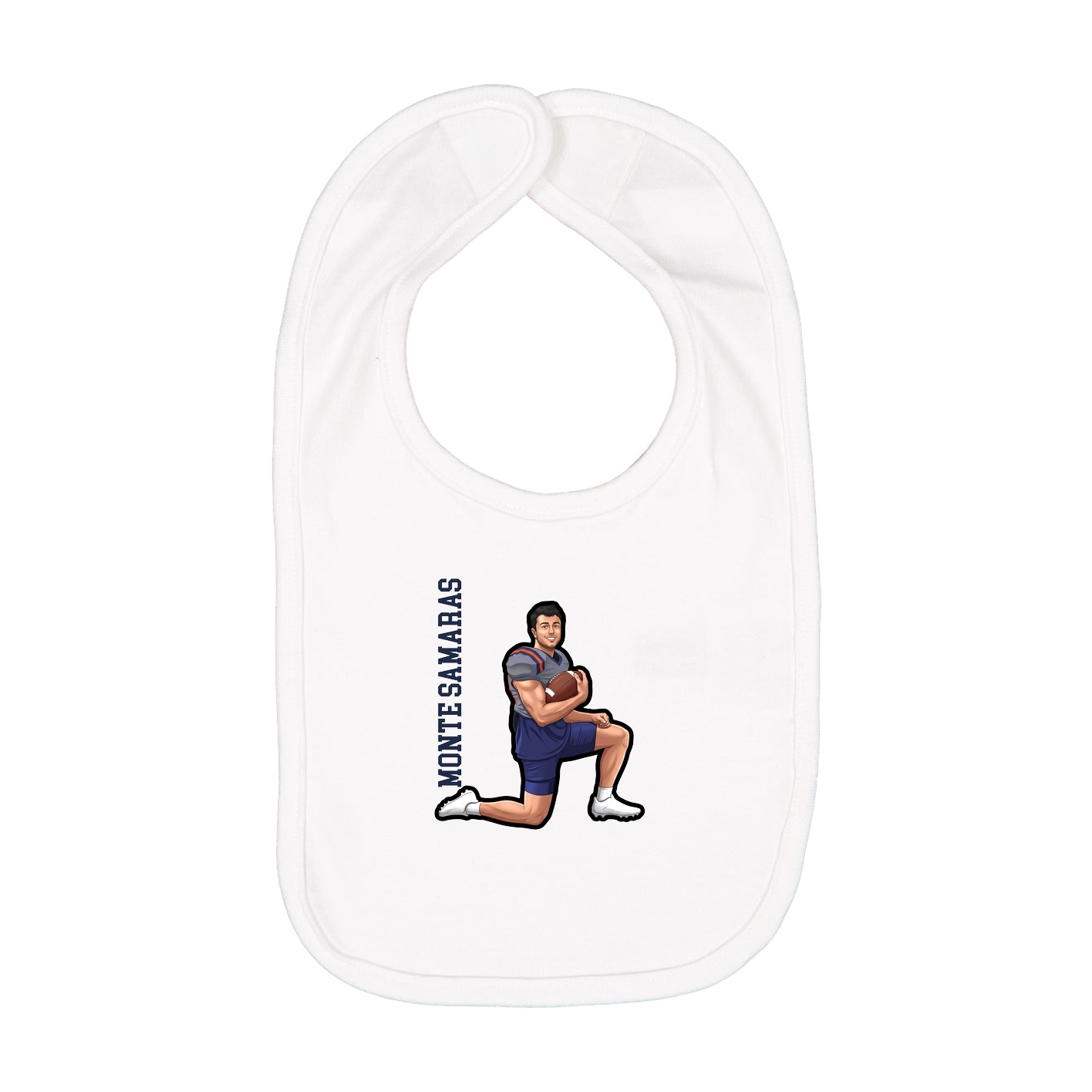 Infant Bib — Name Vertical in White