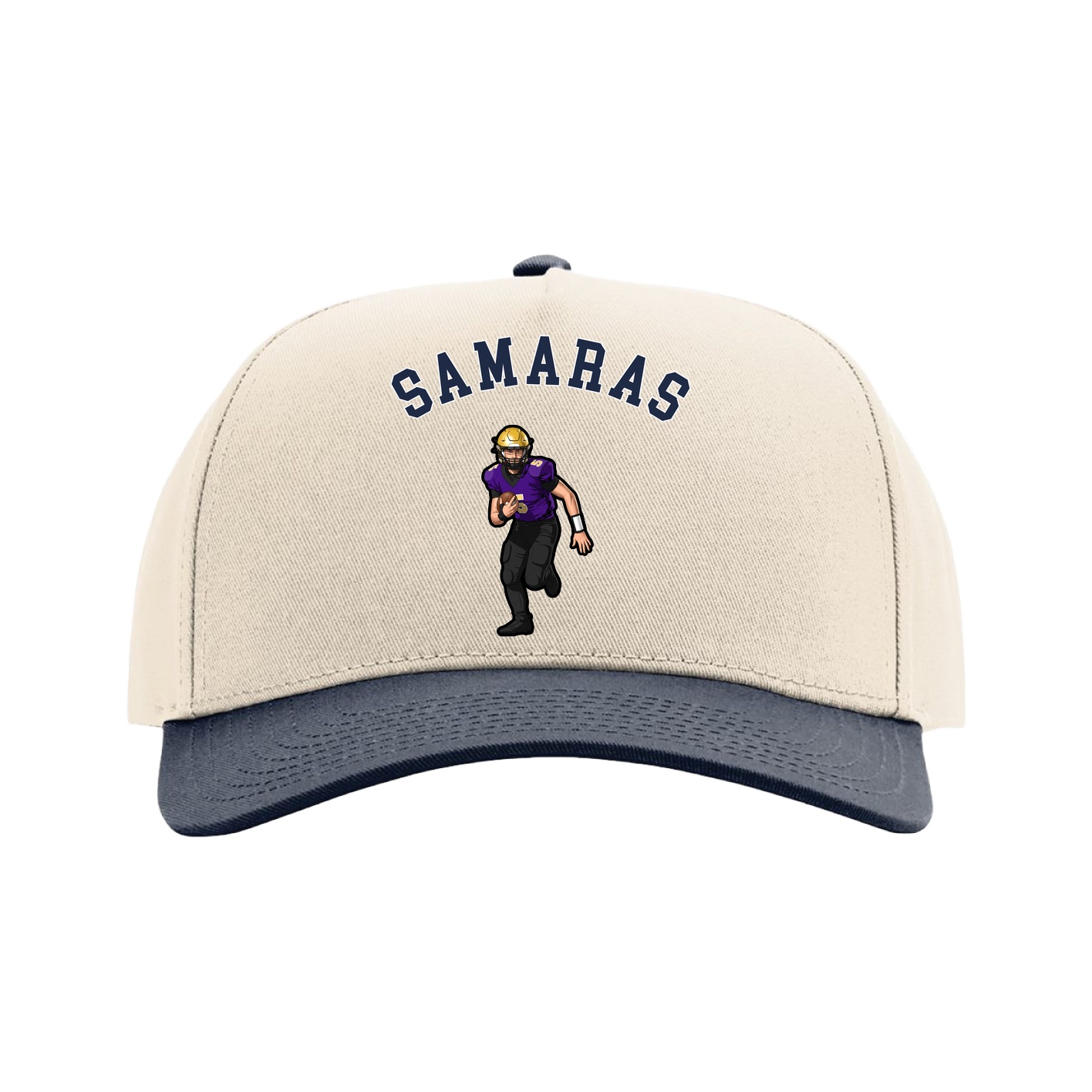 Full Fabric Five-Panel Champ Cap — Shirsey Arch in Cream/Navy