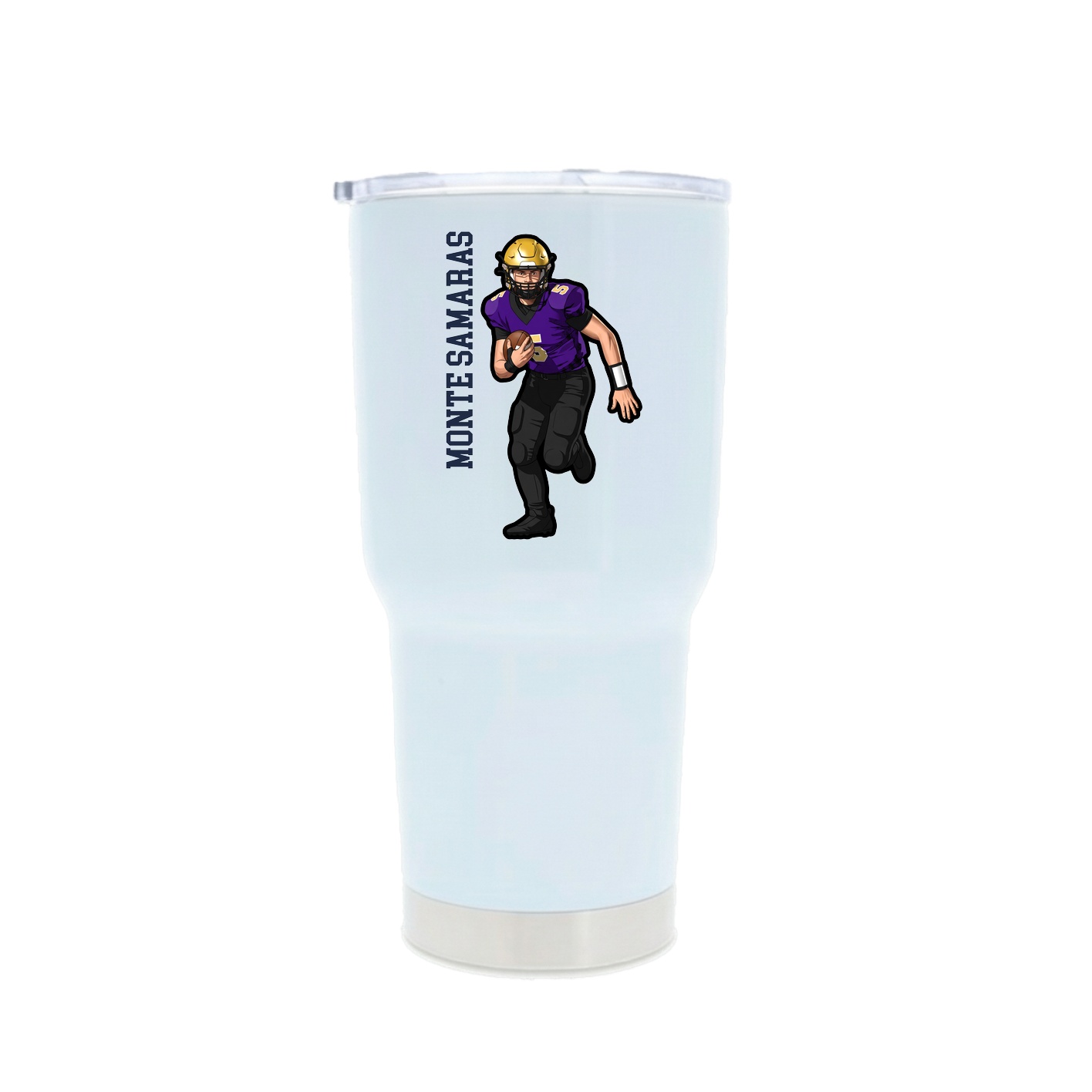 30oz Stainless Steel Tumbler — Name Vertical in White