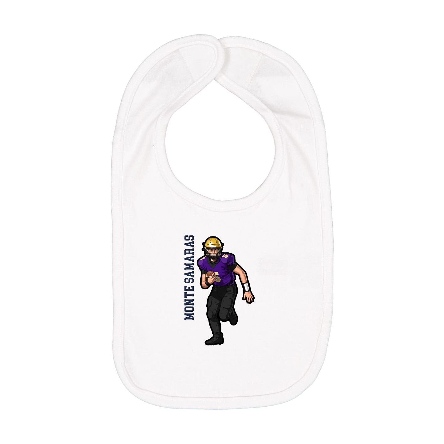 Infant Bib — Name Vertical in White