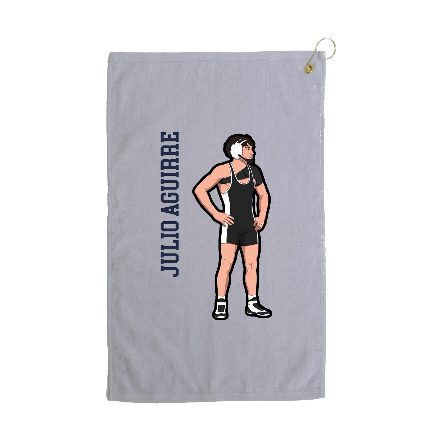 Golf Towel — Name Vertical in Grey