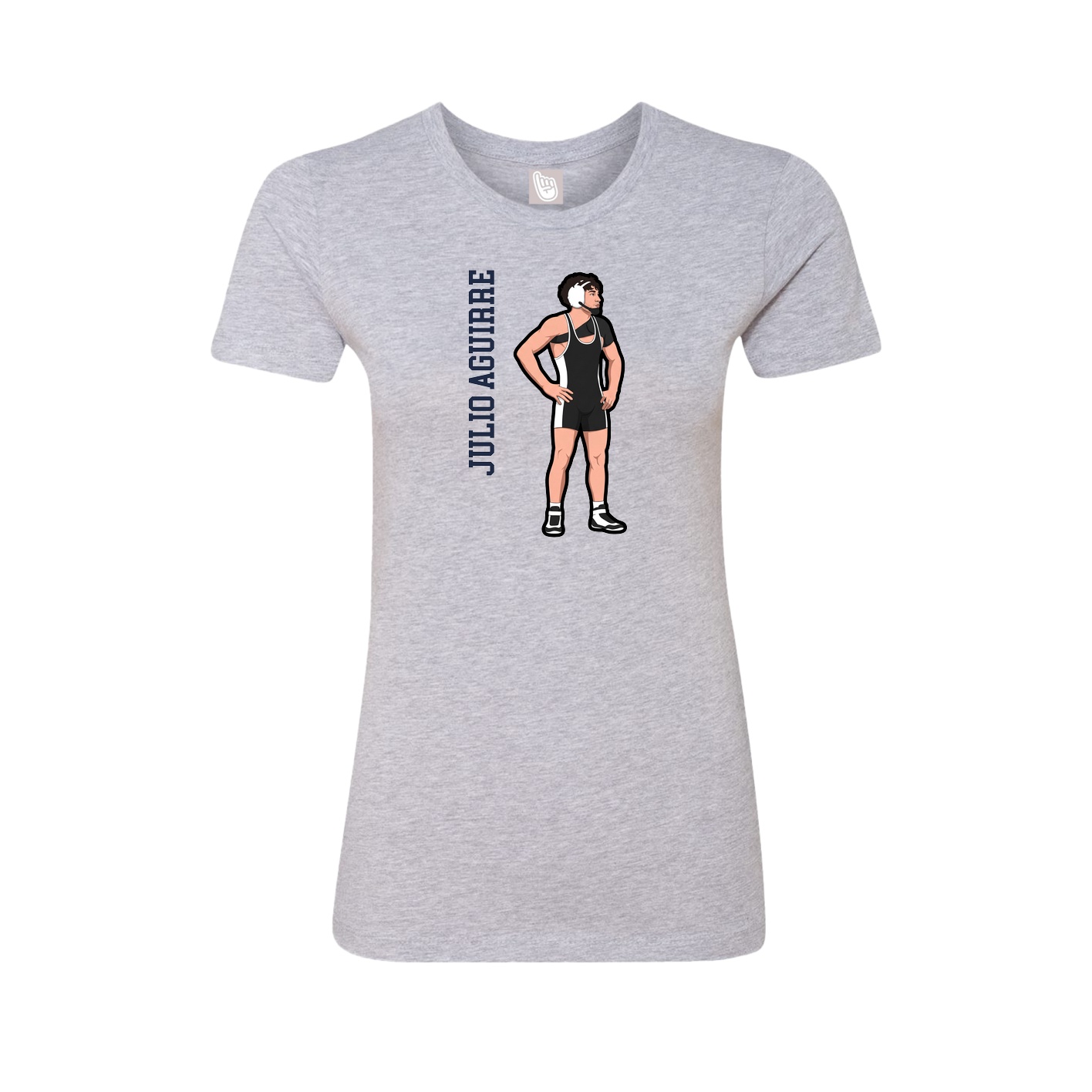 Fitted Women's Tee — Name Vertical in Grey