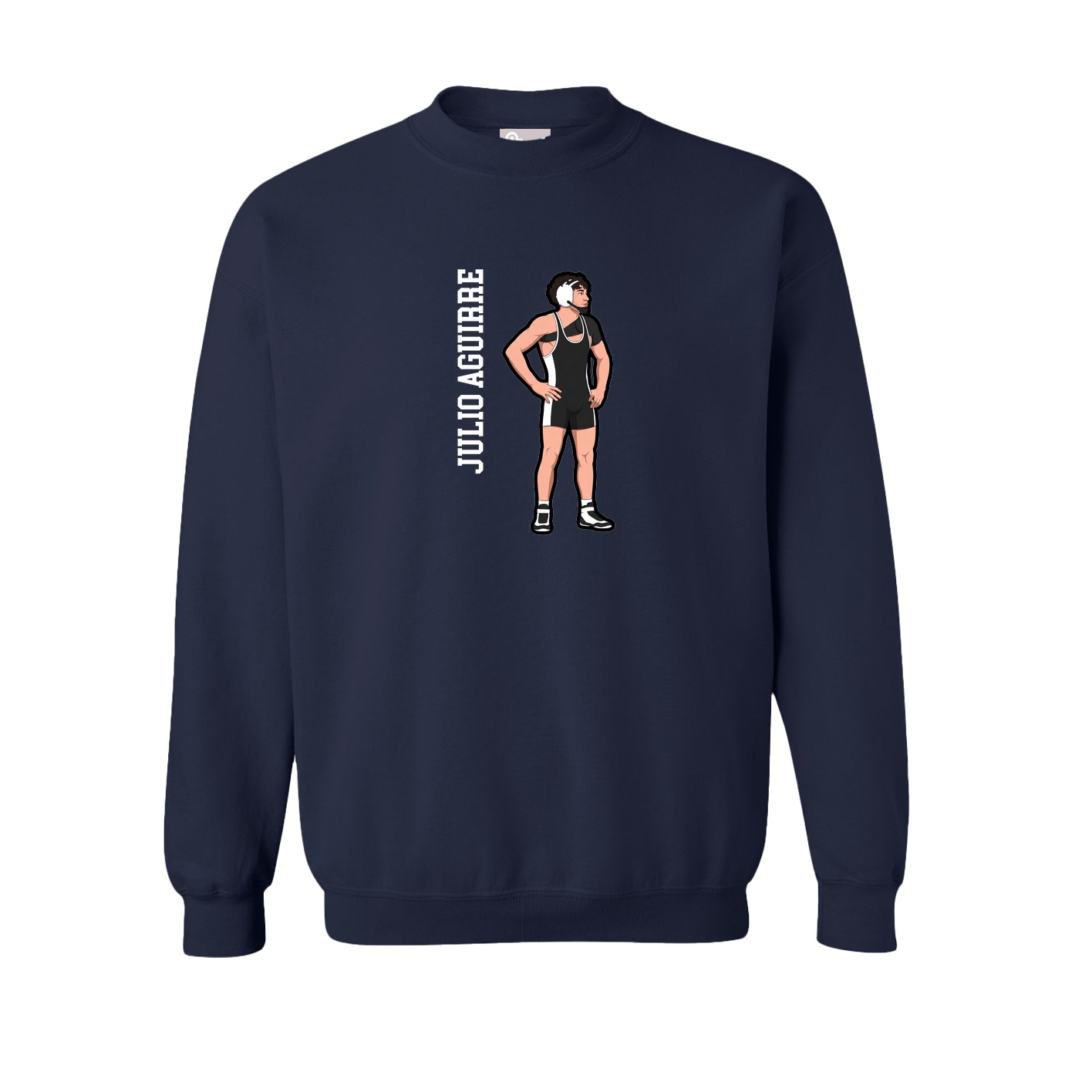 Fleece Crew — Name Vertical in Navy