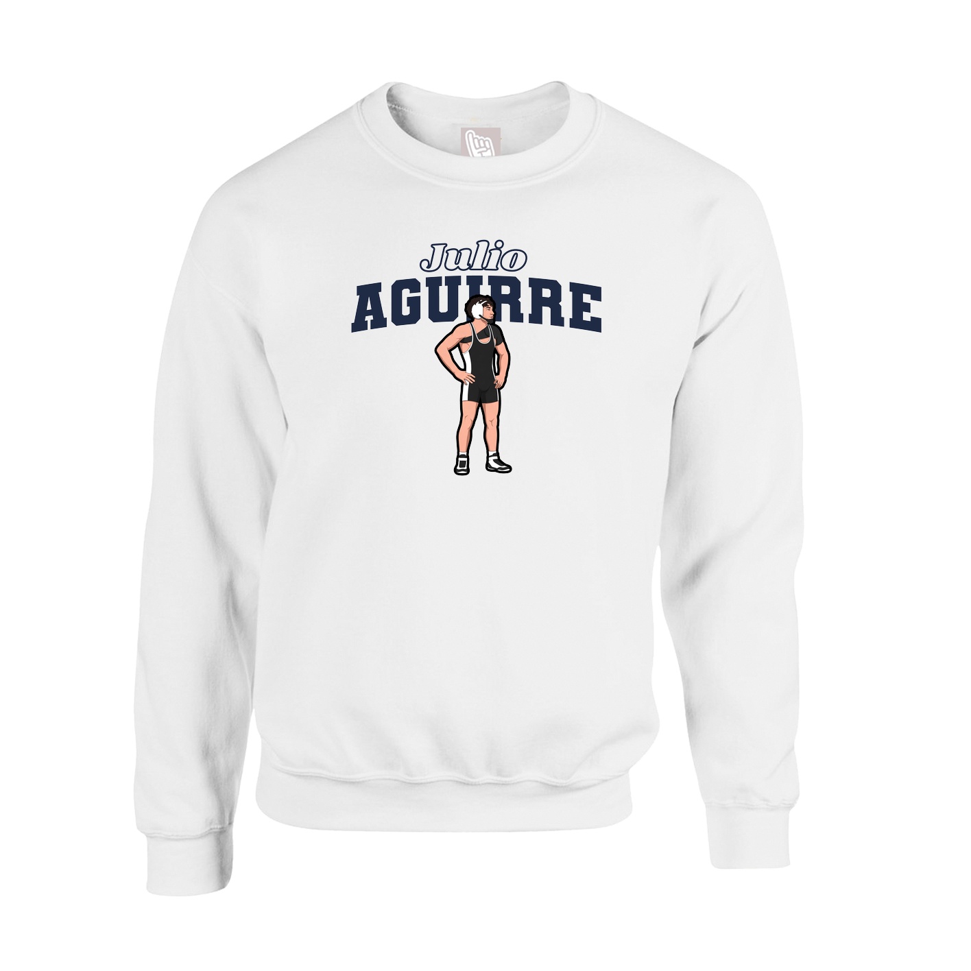 Fleece Crew — Name Arch in White