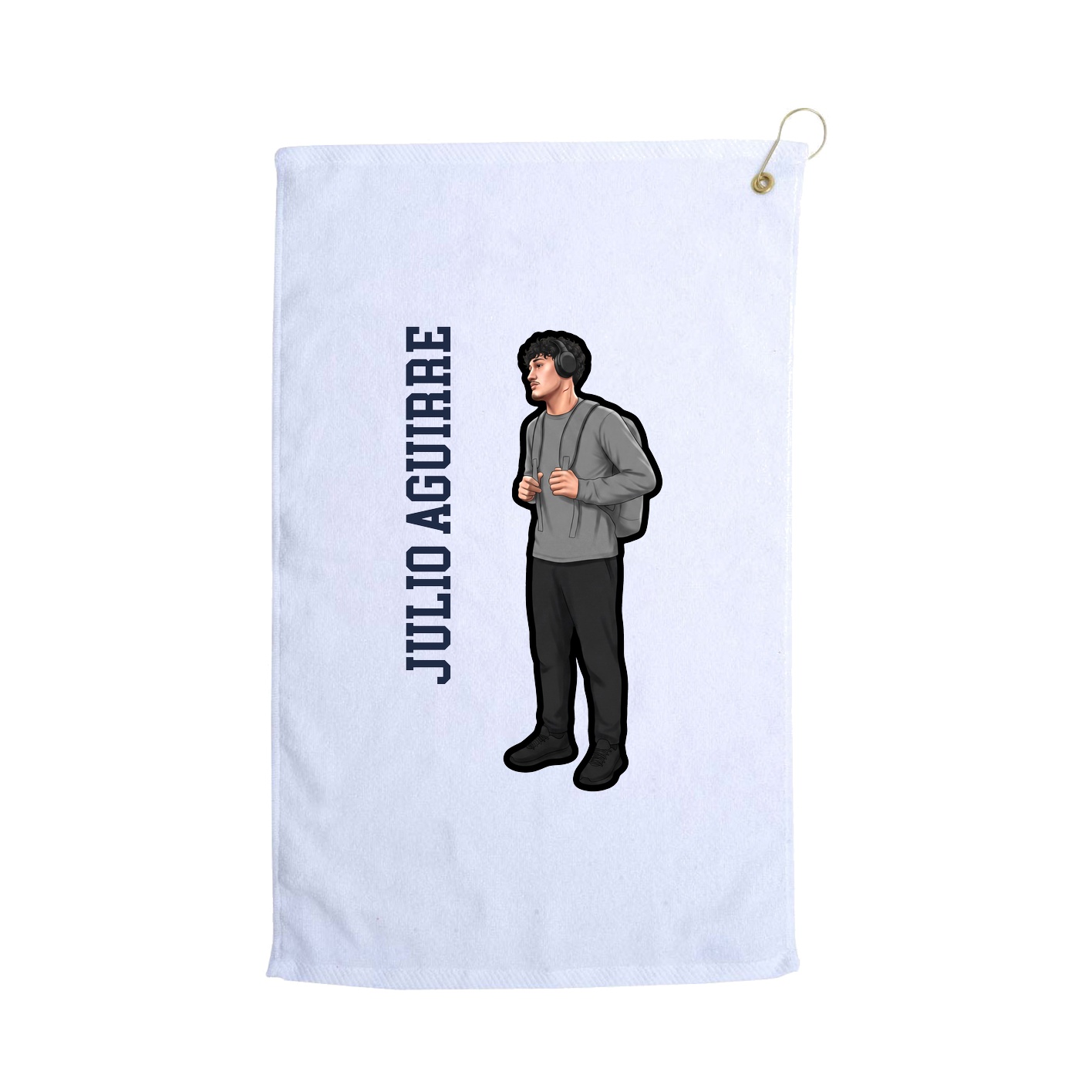 Golf Towel — Name Vertical in White