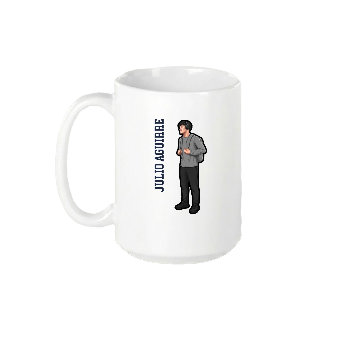 15oz Coffee Mug — Name Vertical in White