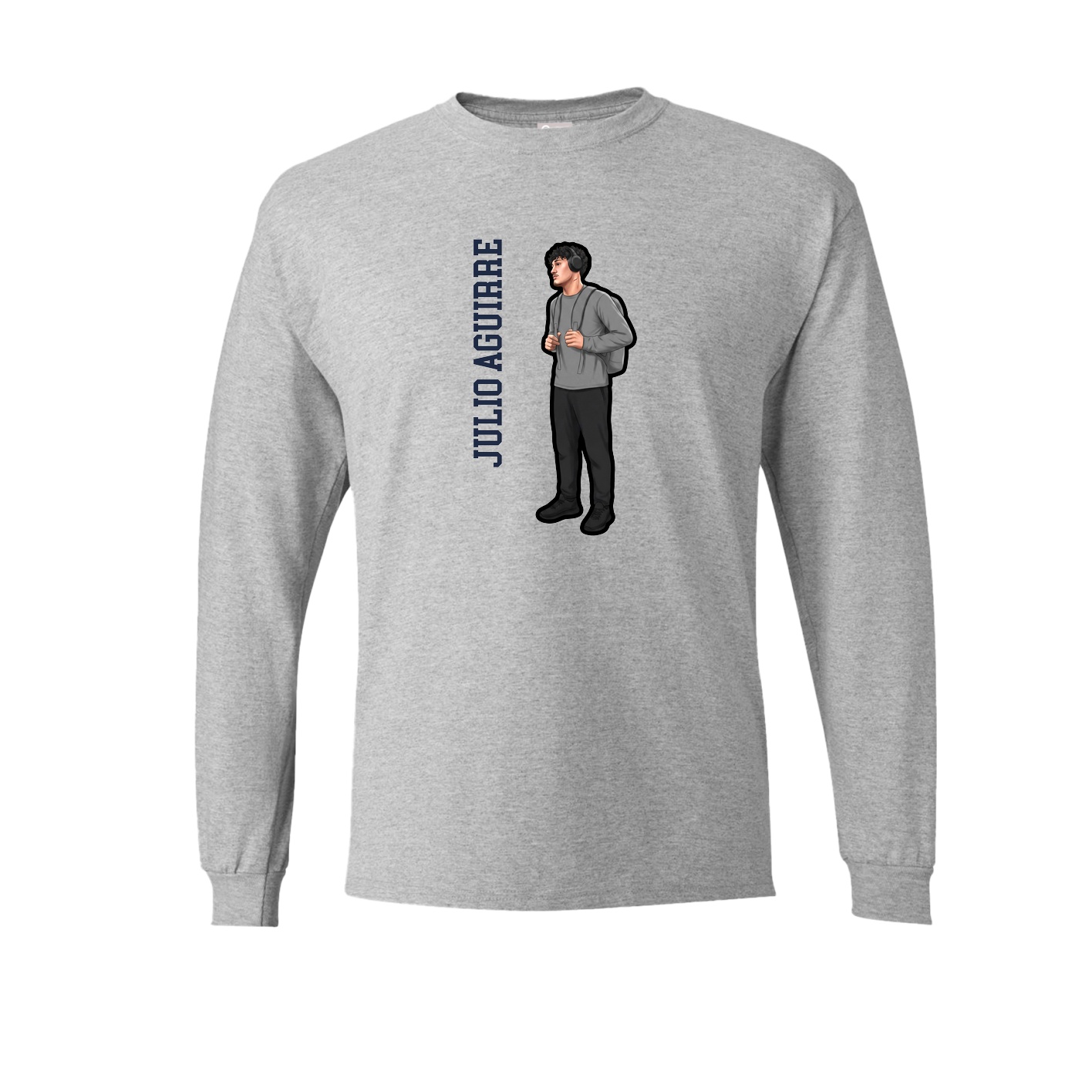 Long Sleeve Tee — Name Vertical in Grey